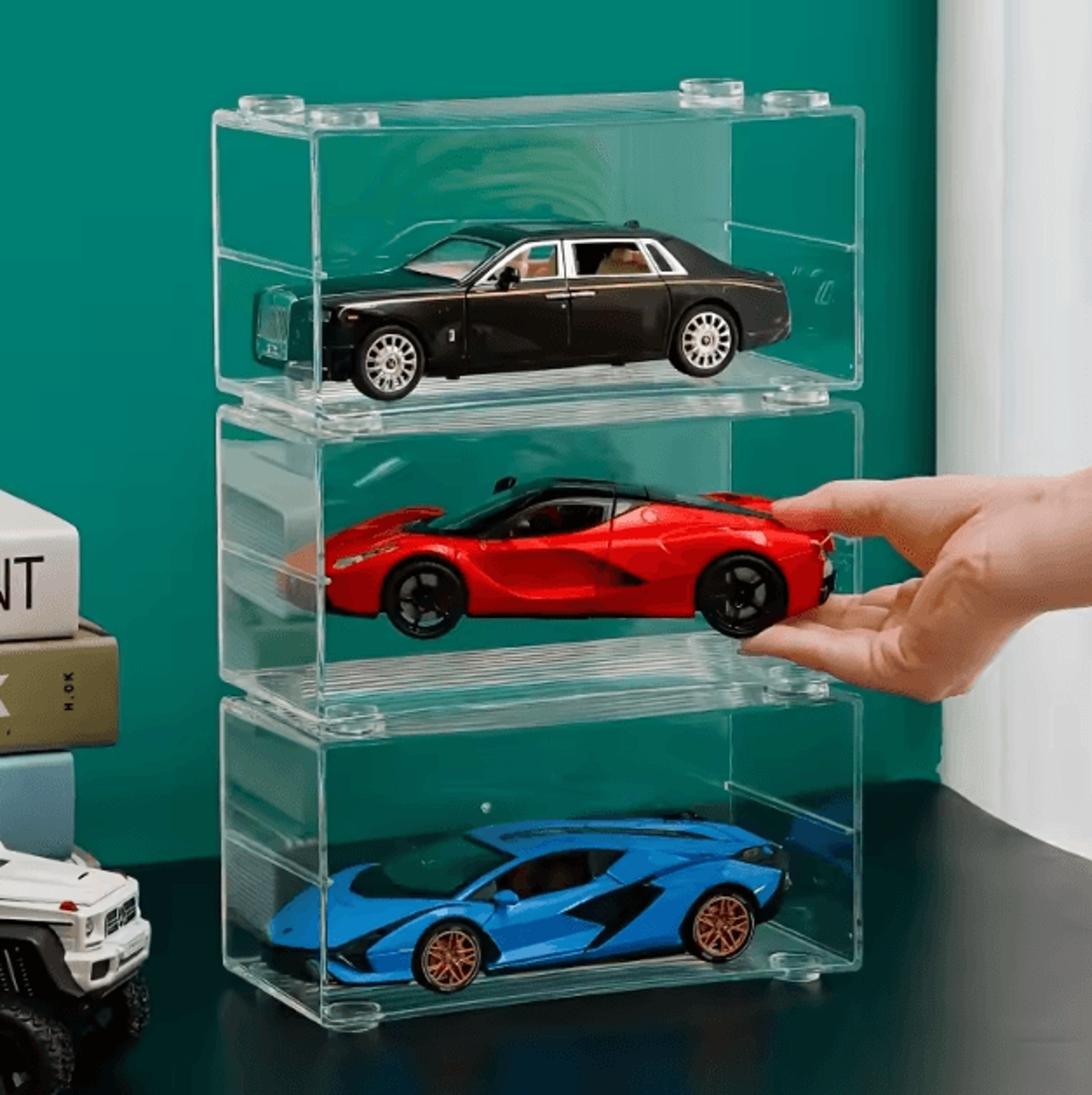 stackpro acrylic 1 24 model car display case transparent stackable storage box