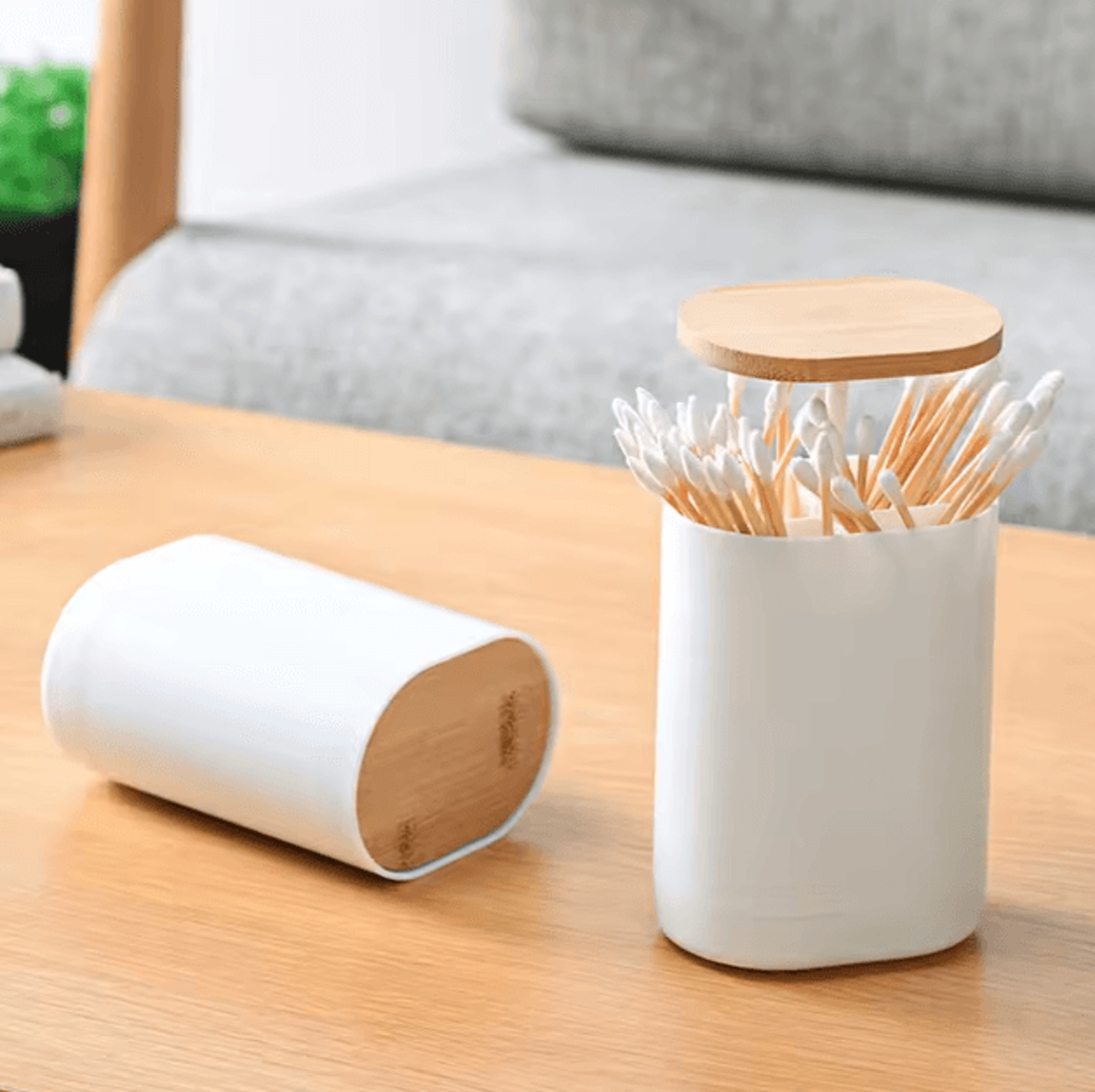 popease automatic toothpick dispenser box cotton swab organizer case