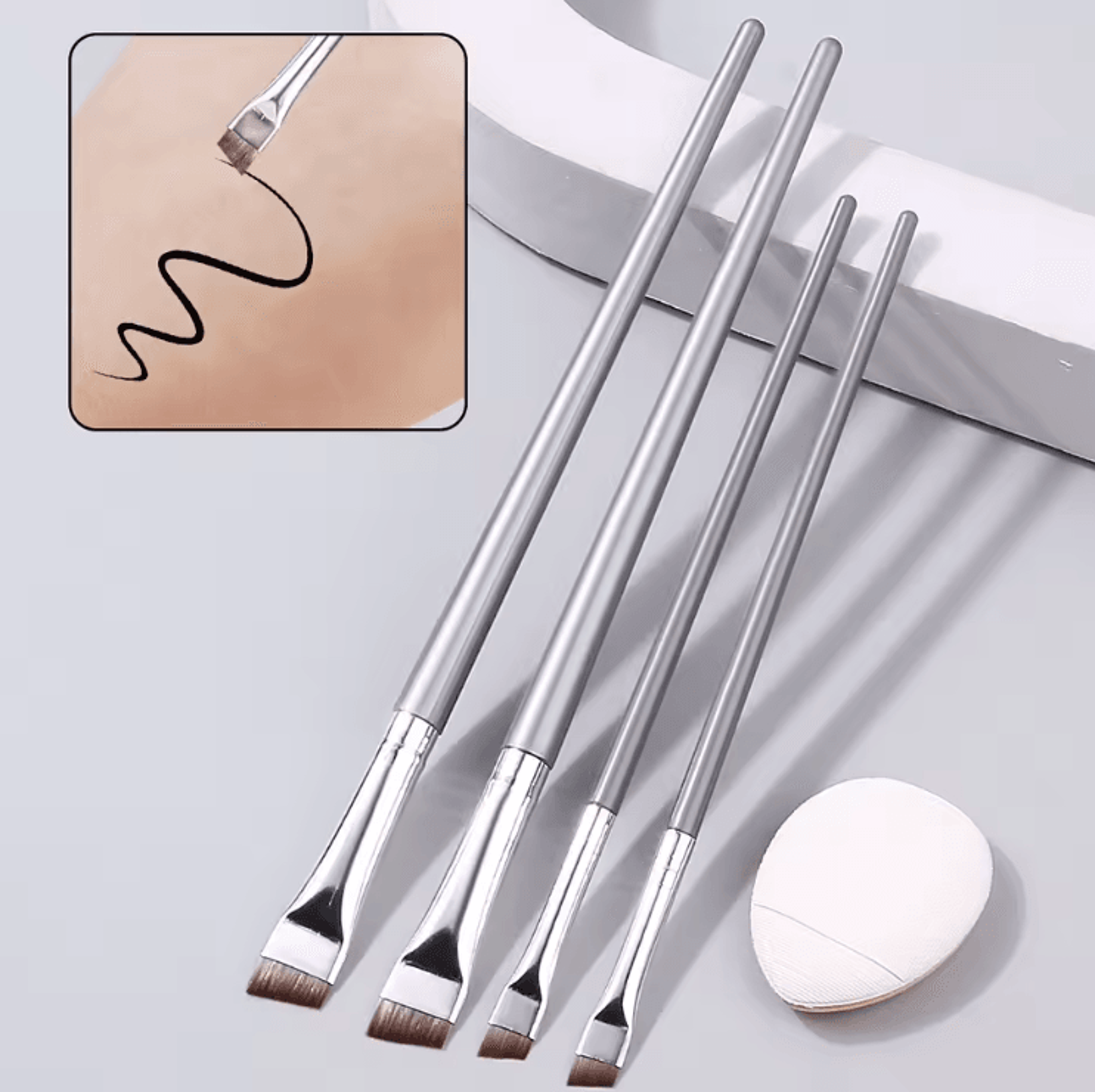 precisionpro 4 piece ultra thin eyeliner brush set with mini concealer puff