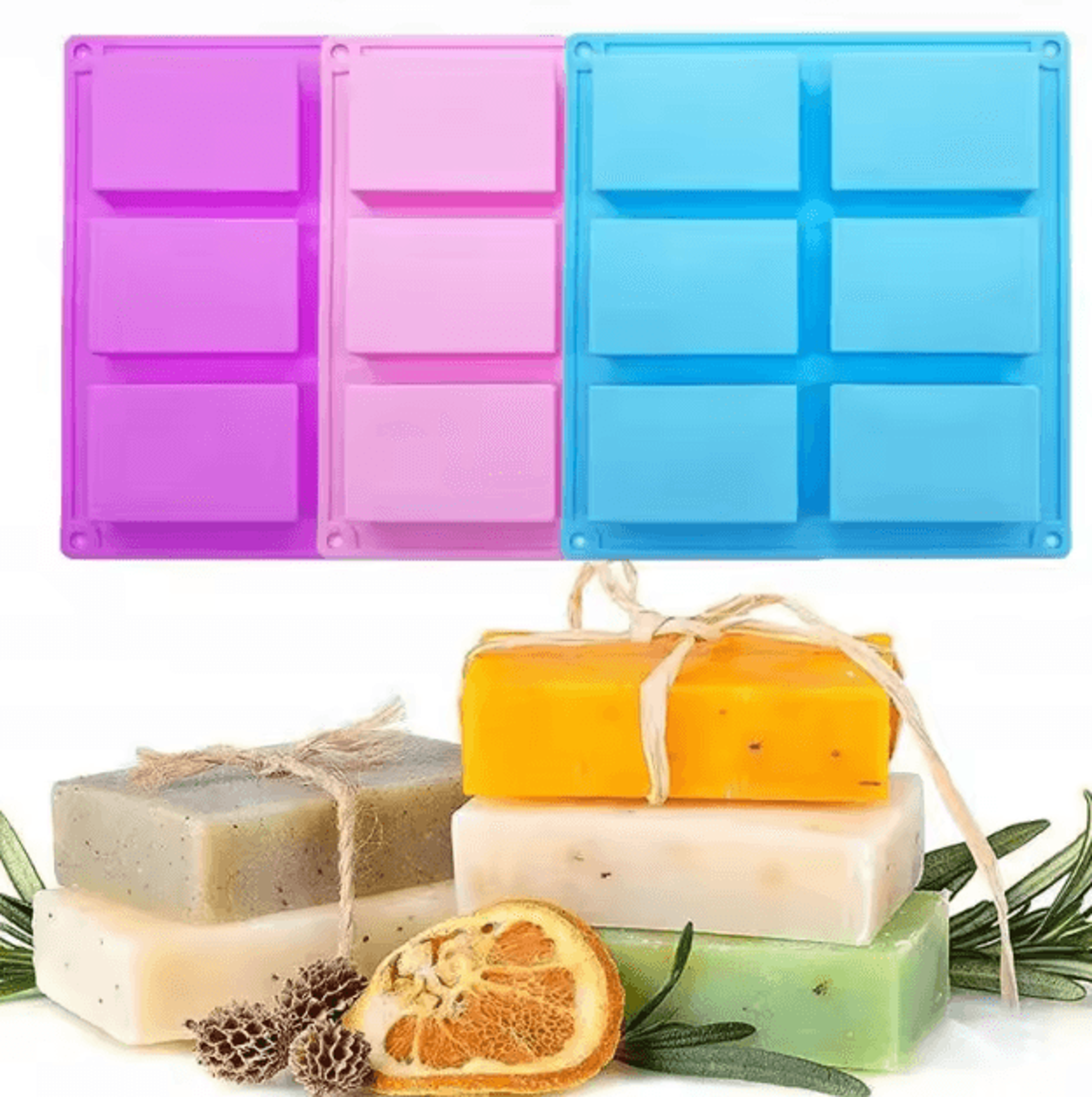 6 grid rectangle silicone mold for soap cake chocolate and diy crafts