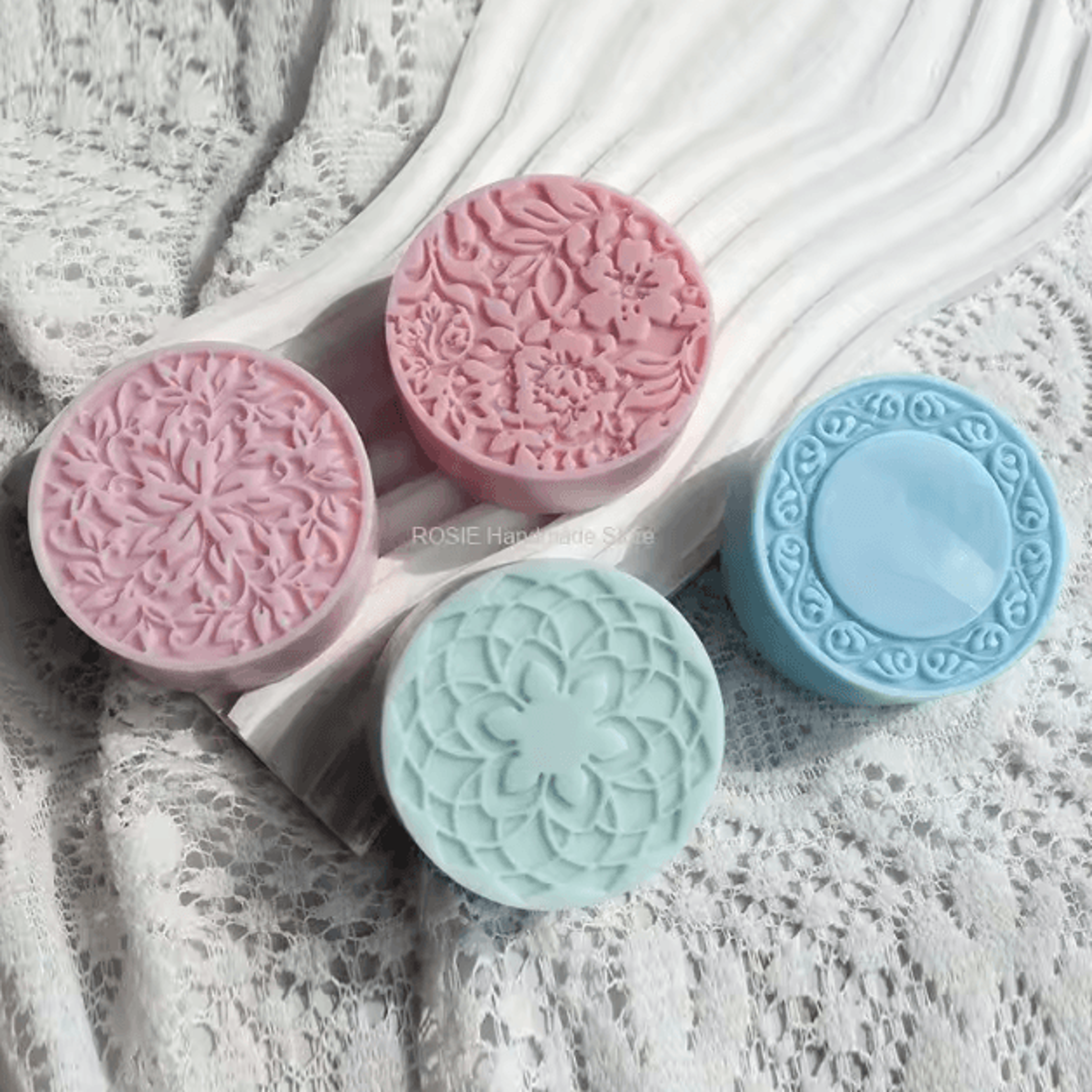 3d handmade silicone soap molds 4 flower types bar making mould tools handmade diy circular shape soaps resin craft