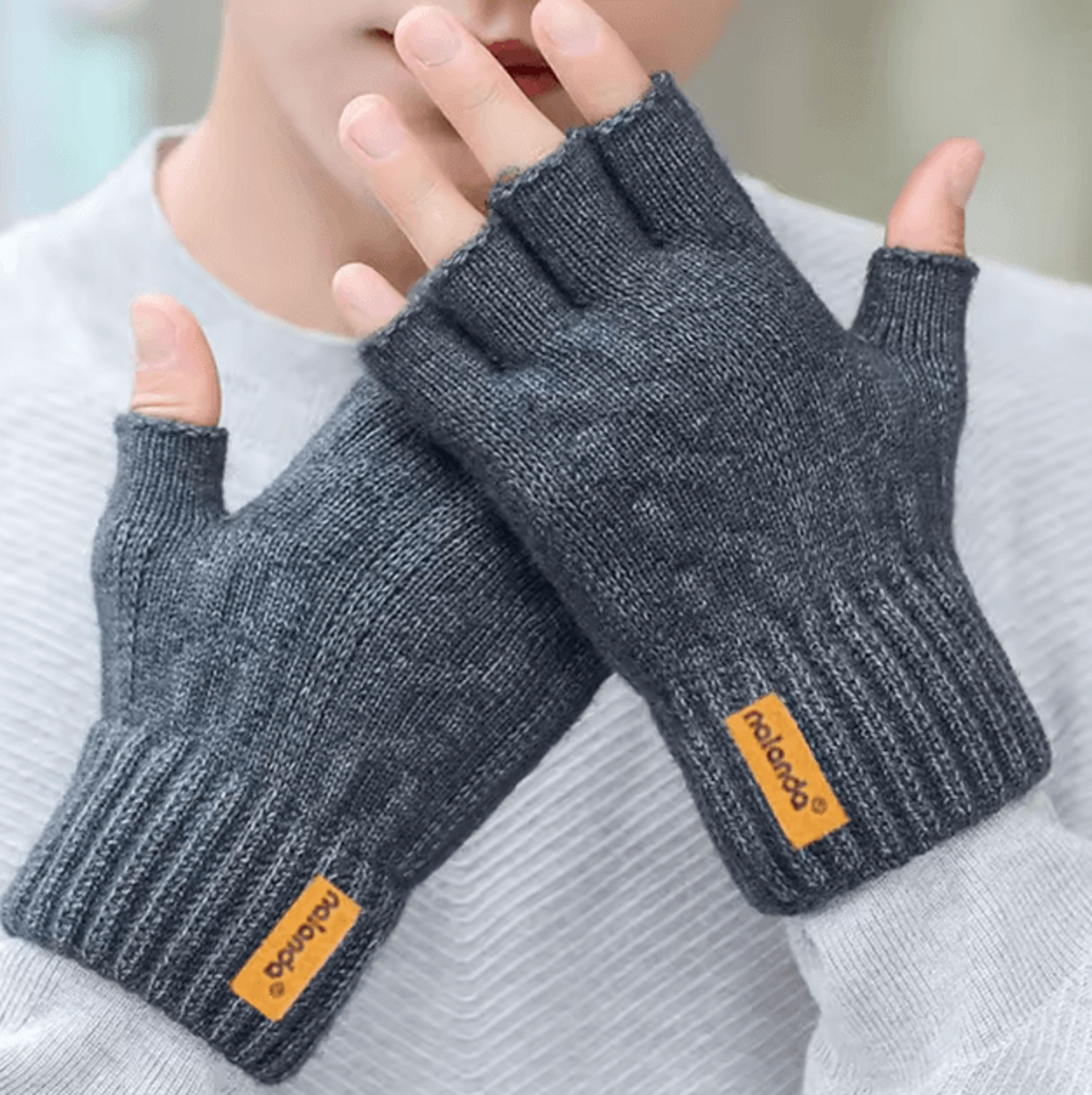 winter knitted fingerless gloves with touchscreen design for warm outdoor comfort
