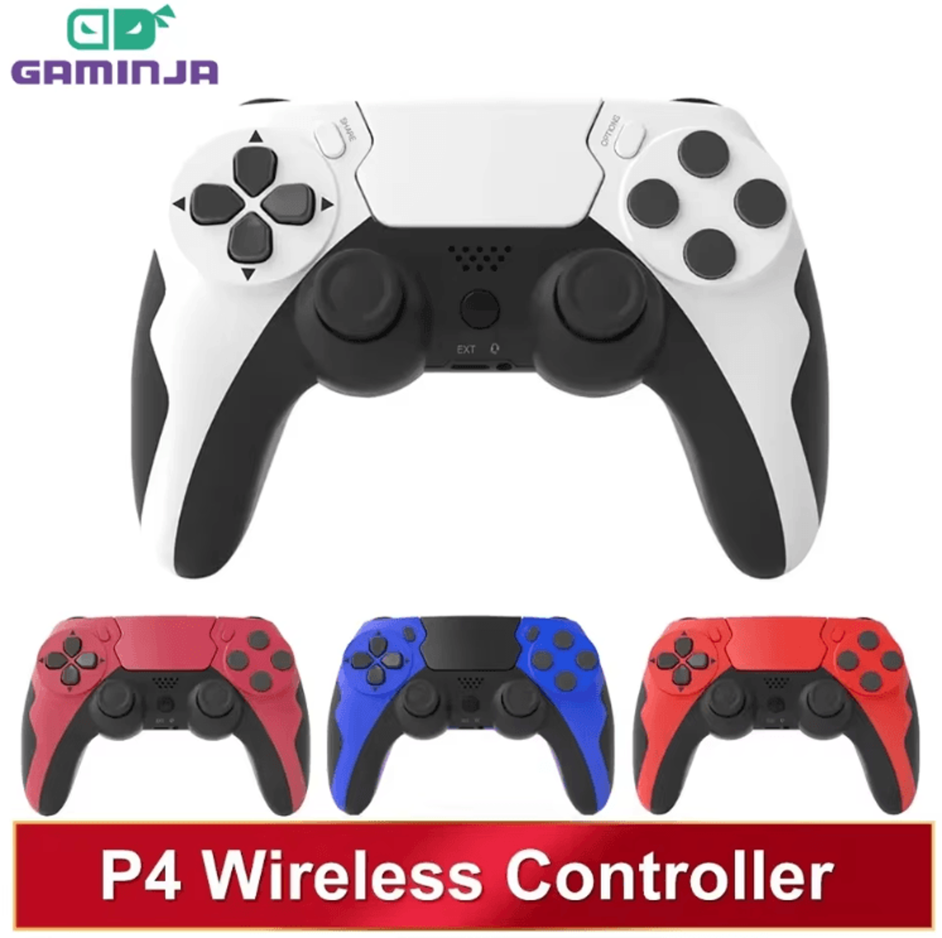 gaminja wireless bluetooth controller gamepad dual vibration 6-axis for ps4, ps3 & pc