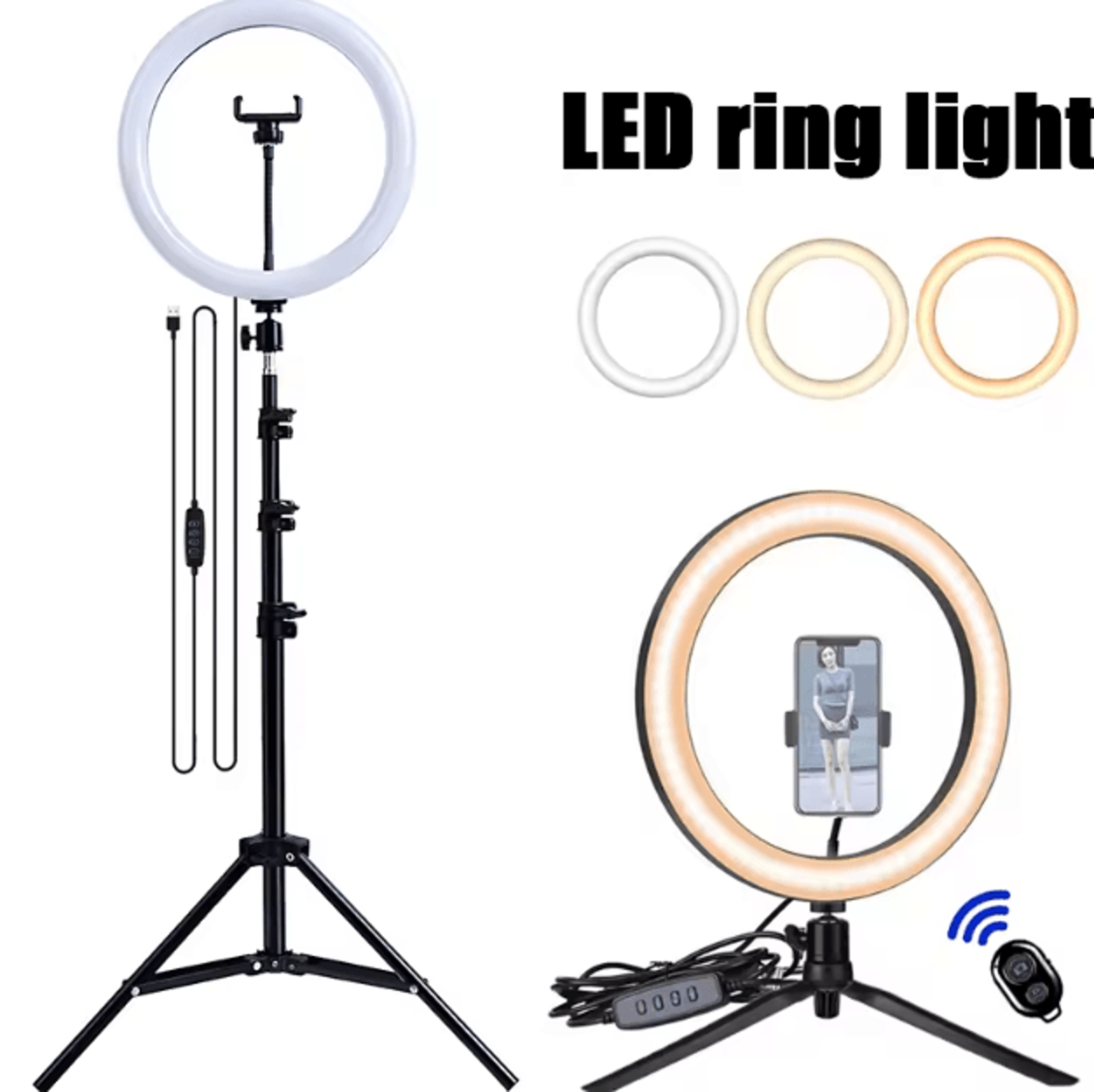 33cm led selfie ring light with tripod dimmable usb lighting for tiktok, video & photography