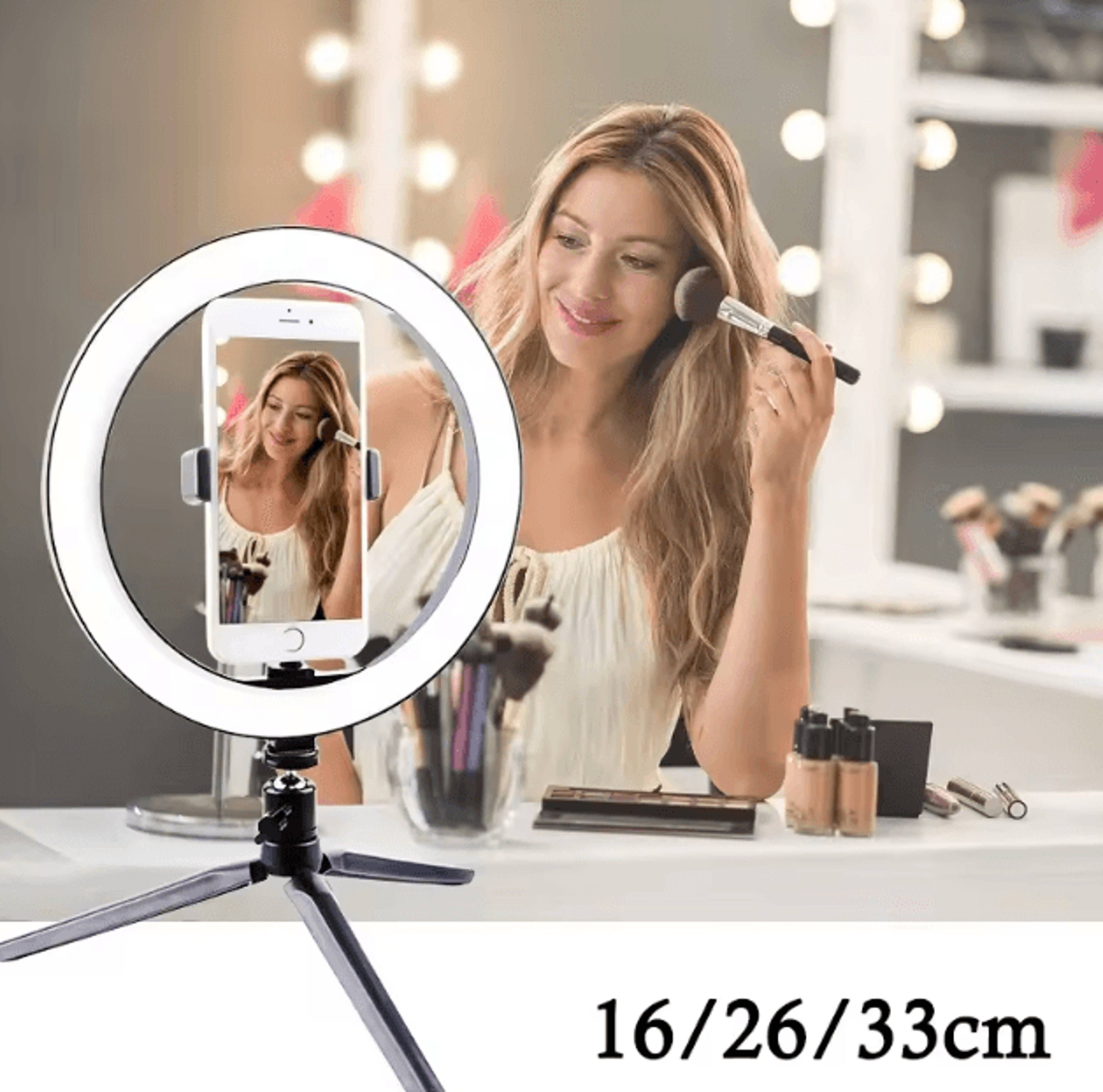 10-inch led selfie ring light with tripod & phone holder dimmable usb lighting for tiktok & video