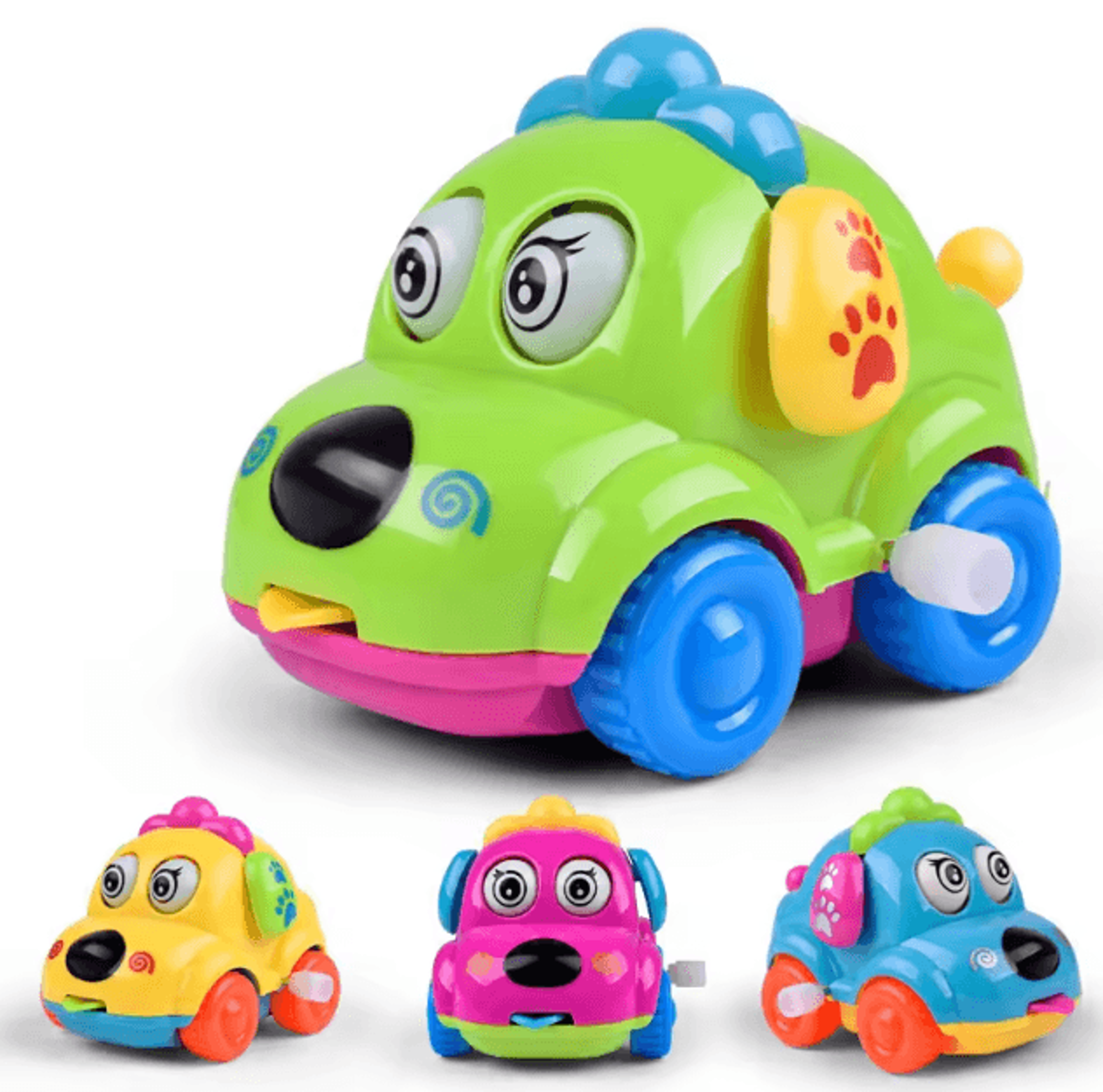 cute animal wind-up toy car – clockwork chain-up mini cartoon car for kids