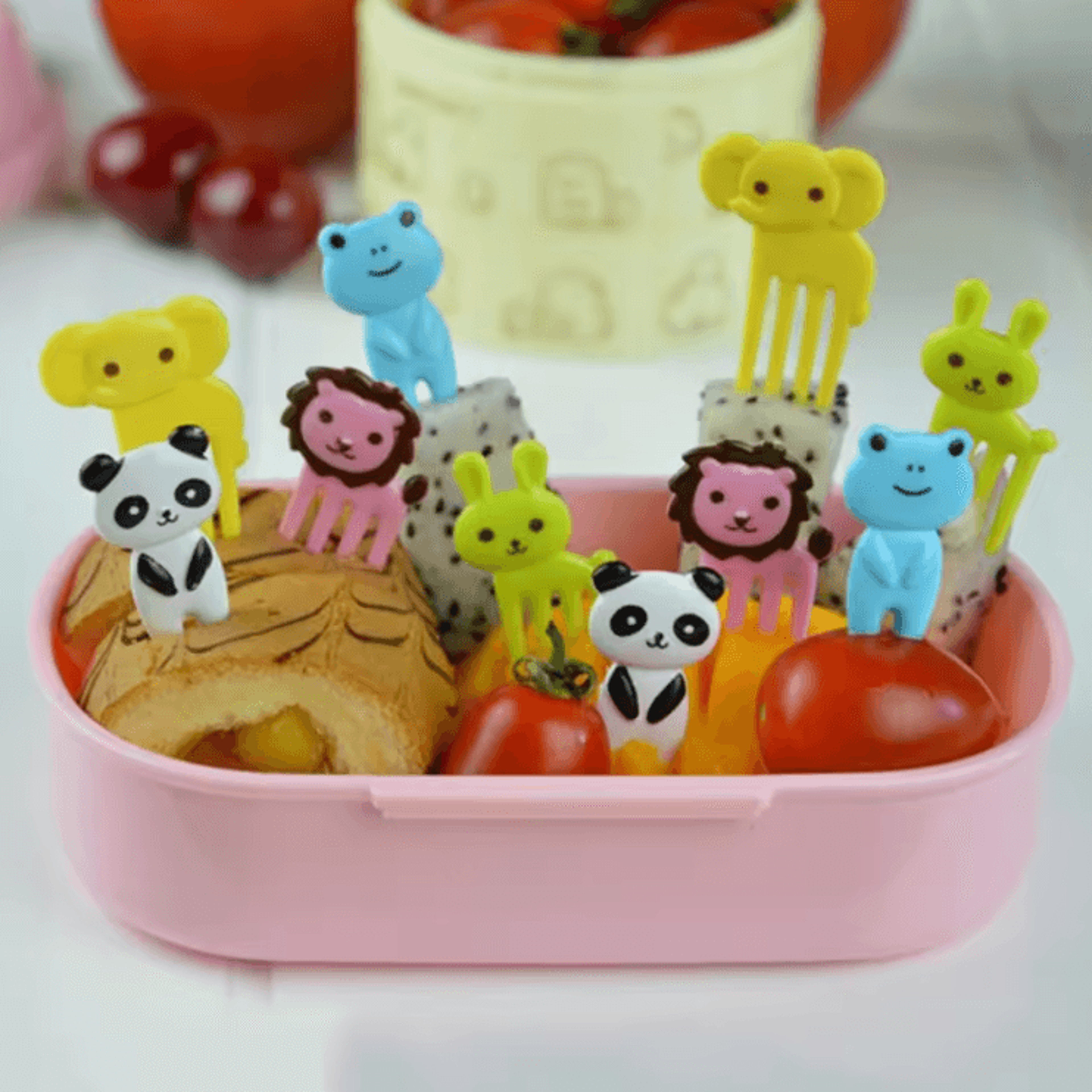 cute animal food picks set – mini cartoon fruit forks for kids lunch & bento