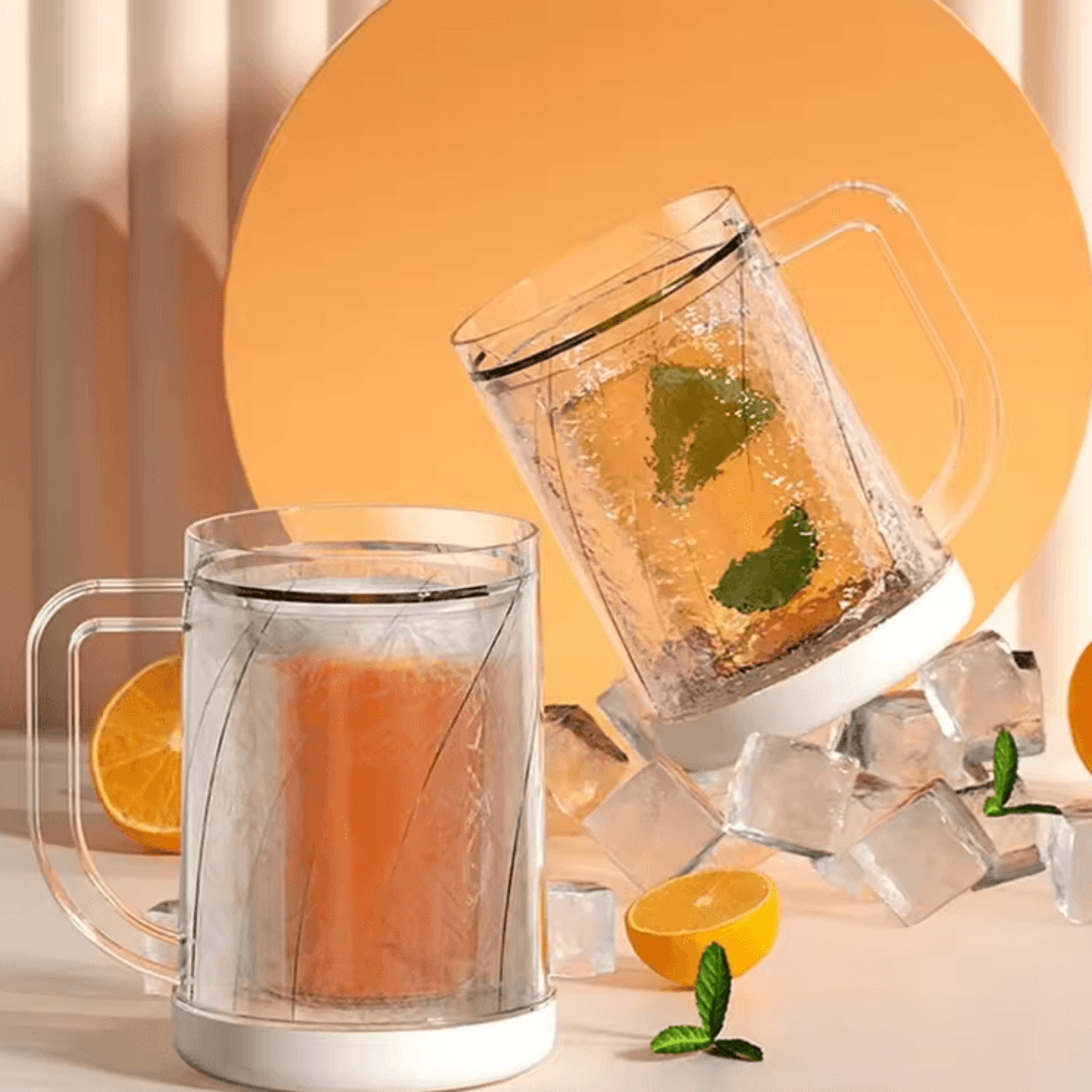 double wall freezer beer mug – portable cooling cup with handle for ice-cold drinks