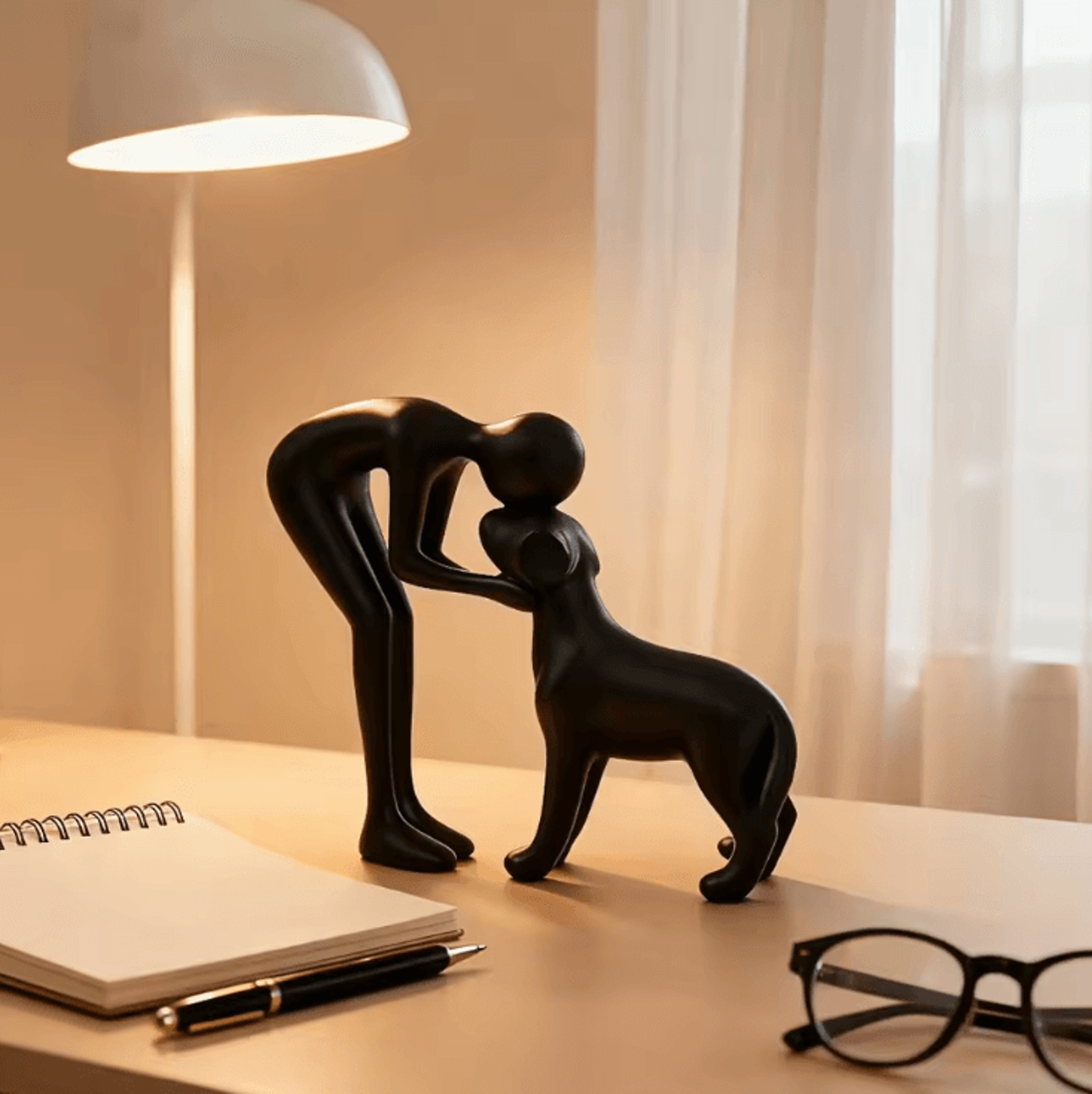 abstract human & pet figurine – modern resin companion sculpture for home & office decor