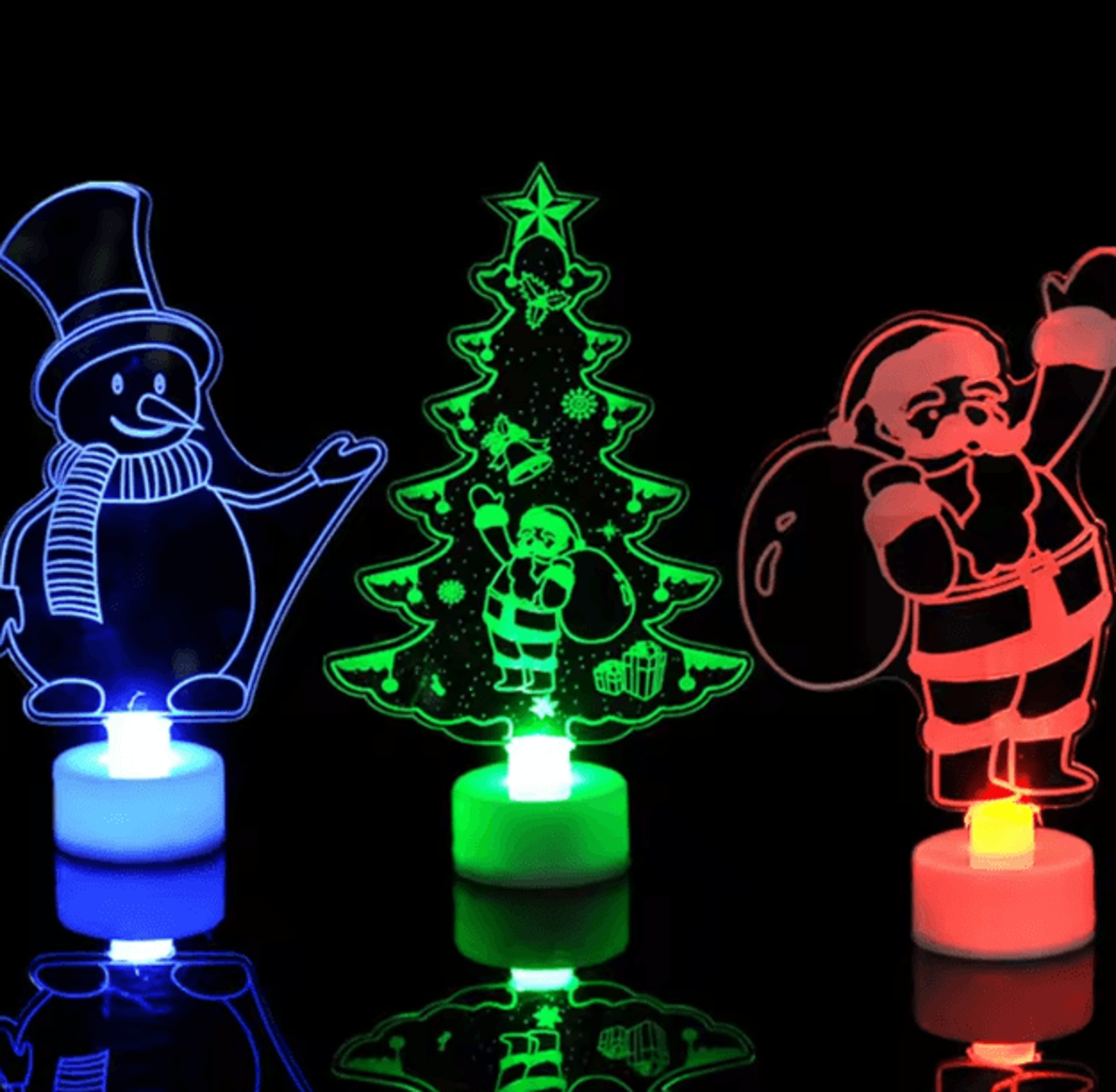 mini snowman led night light – colorful flashing festive decor lamp