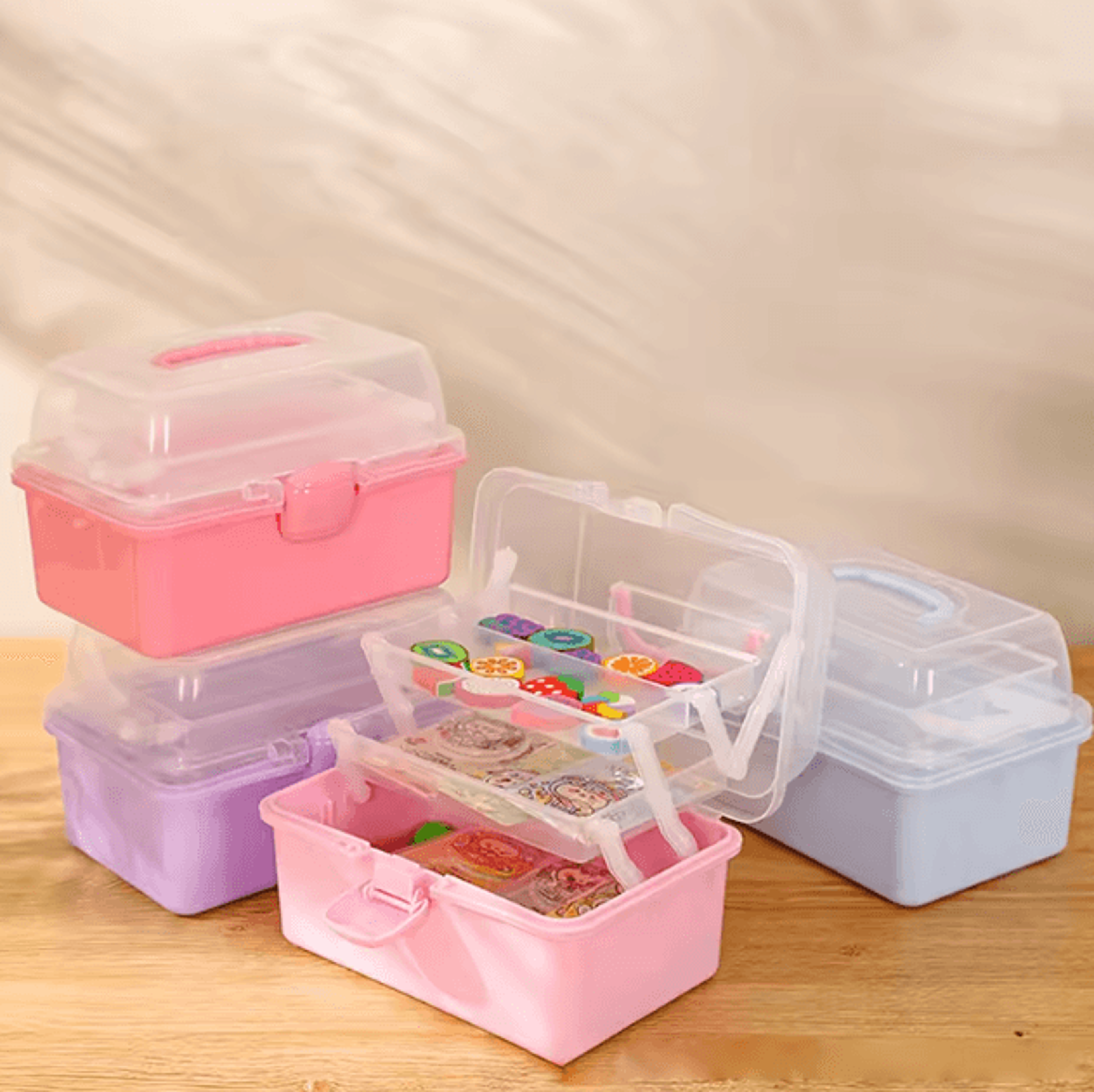 3-tier foldable storage box organizer – cute portable hair accessories & jewelry case for kids