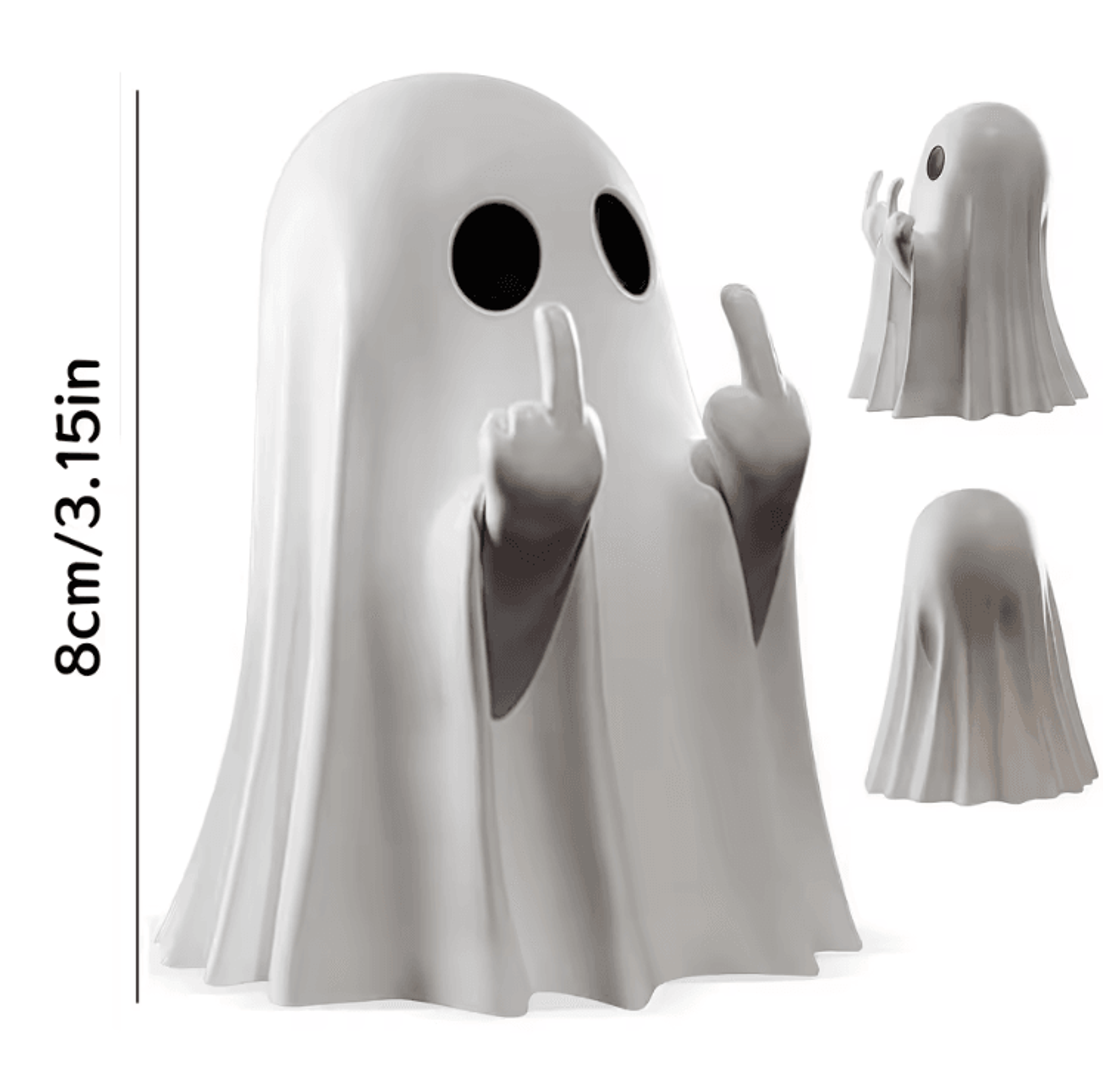 cute middle finger ghost statue – funny halloween decor for home, table & party display