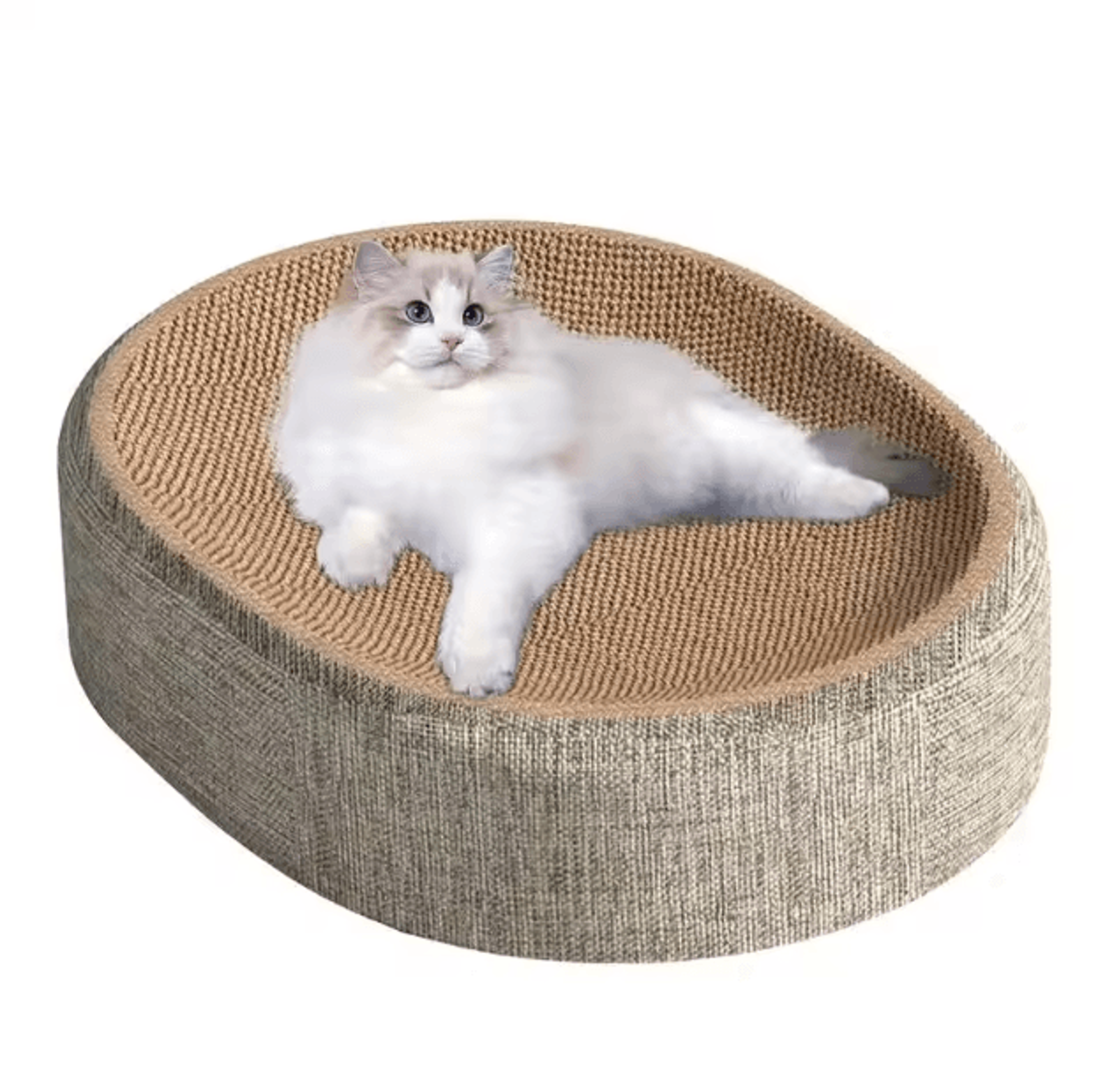2-in-1 sisal cat scratching board bed – durable oval scratcher & cozy cat nest