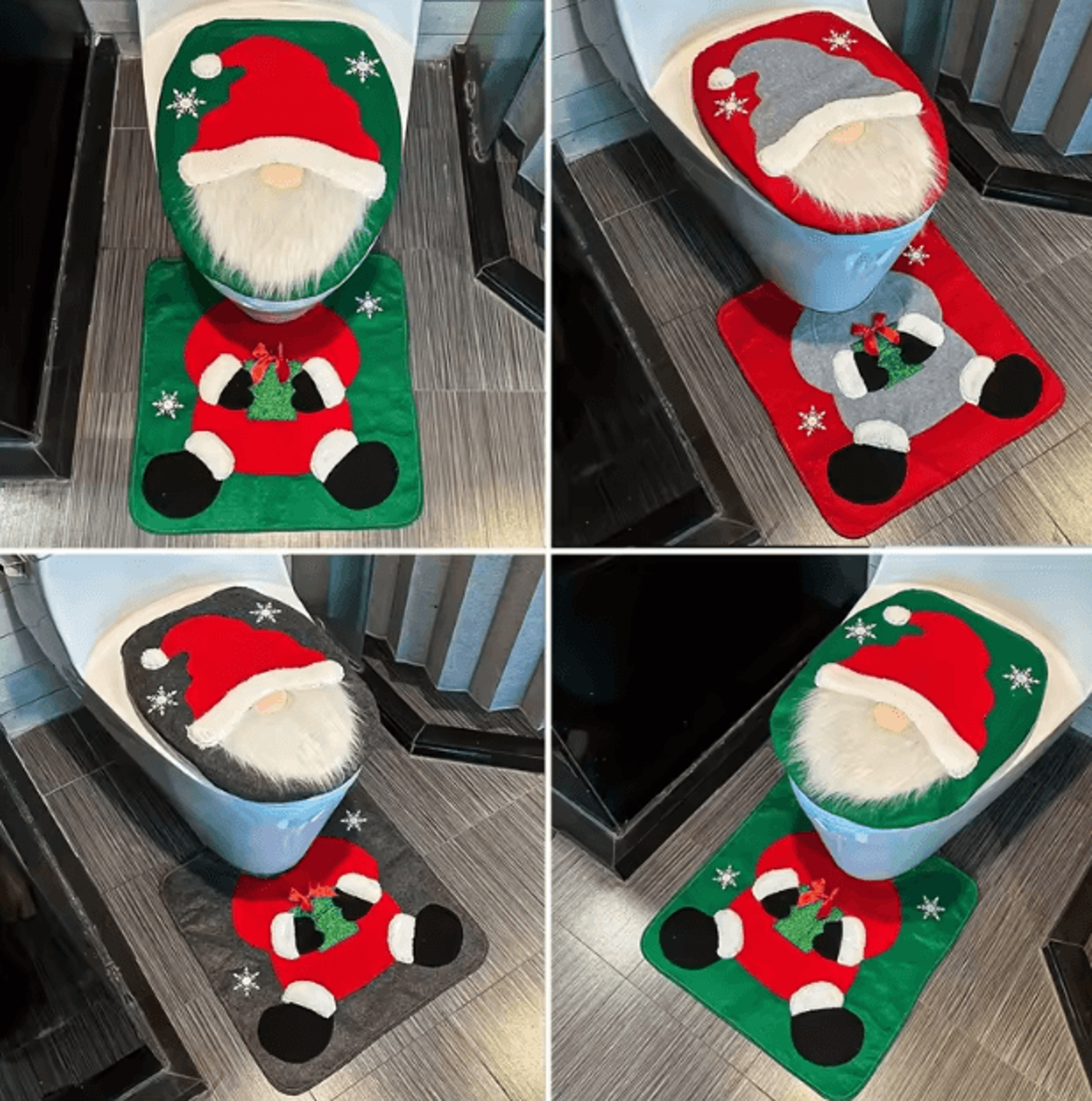 santa toilet seat cover set – 2pc christmas bathroom decor with festive lid cover & mat