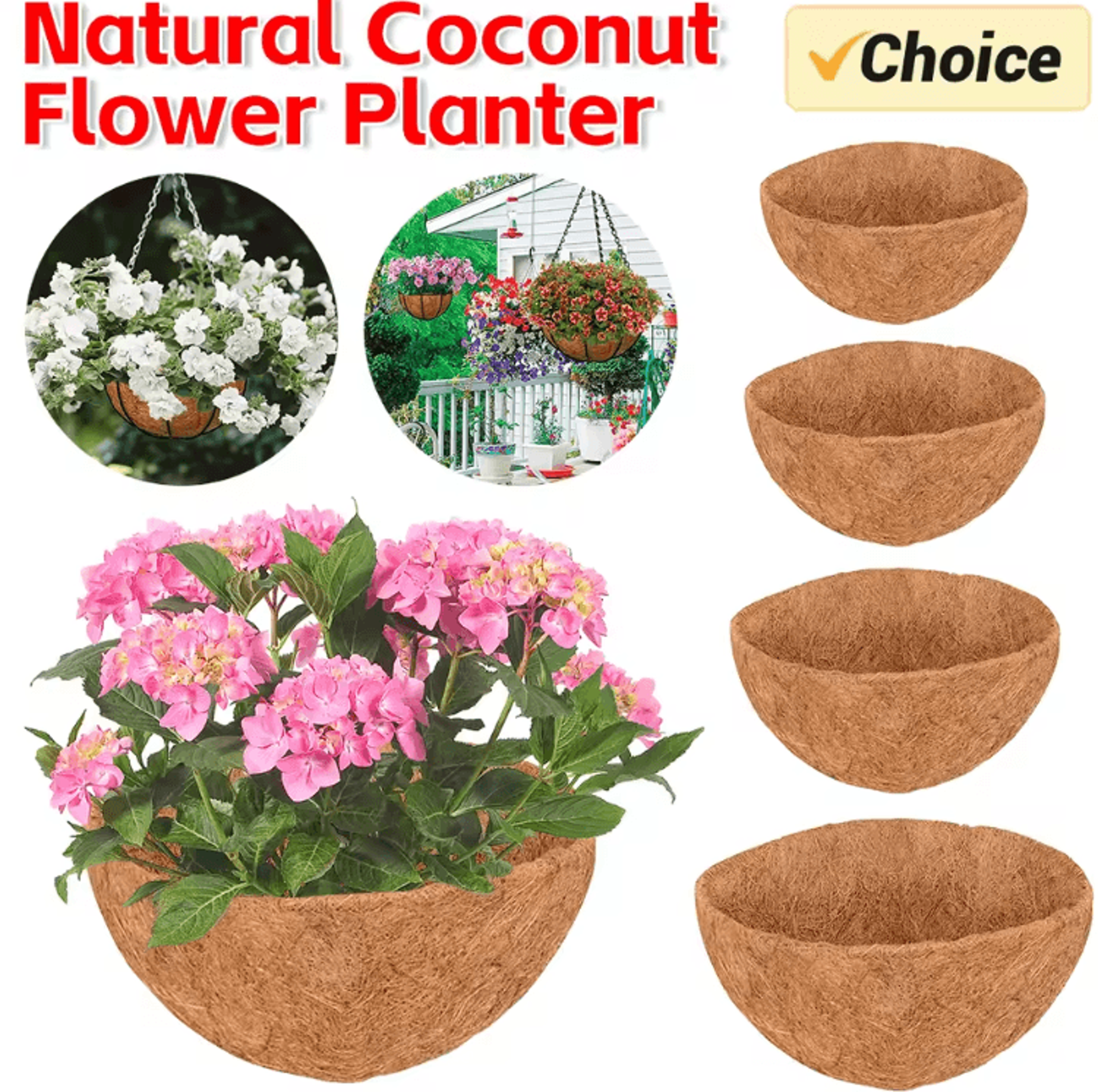 coconut fiber hanging basket liner natural coco coir planter insert for garden wall and flower pots