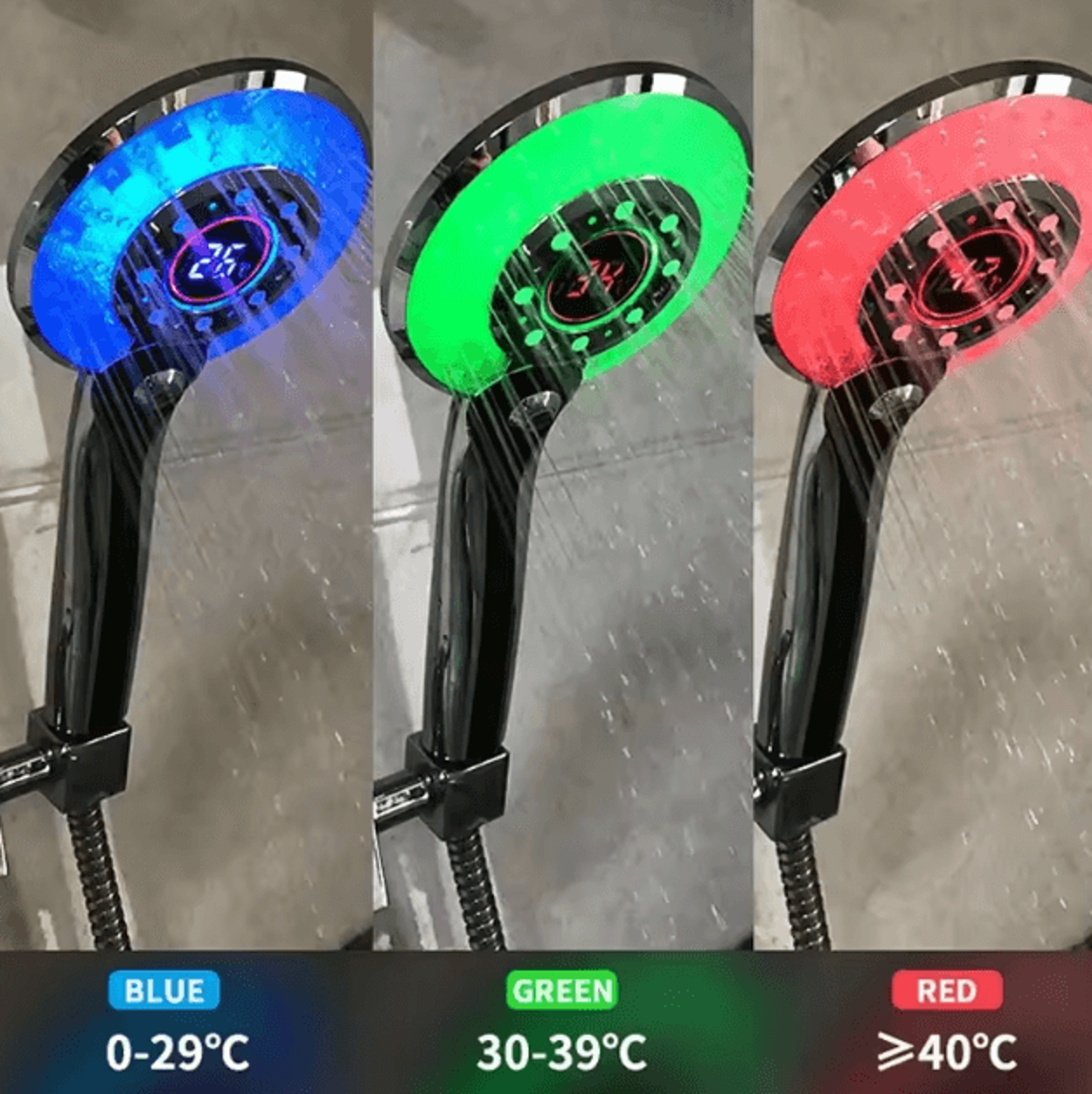 led digital temperature shower head – 3 mode high-pressure water saving filter sprayer