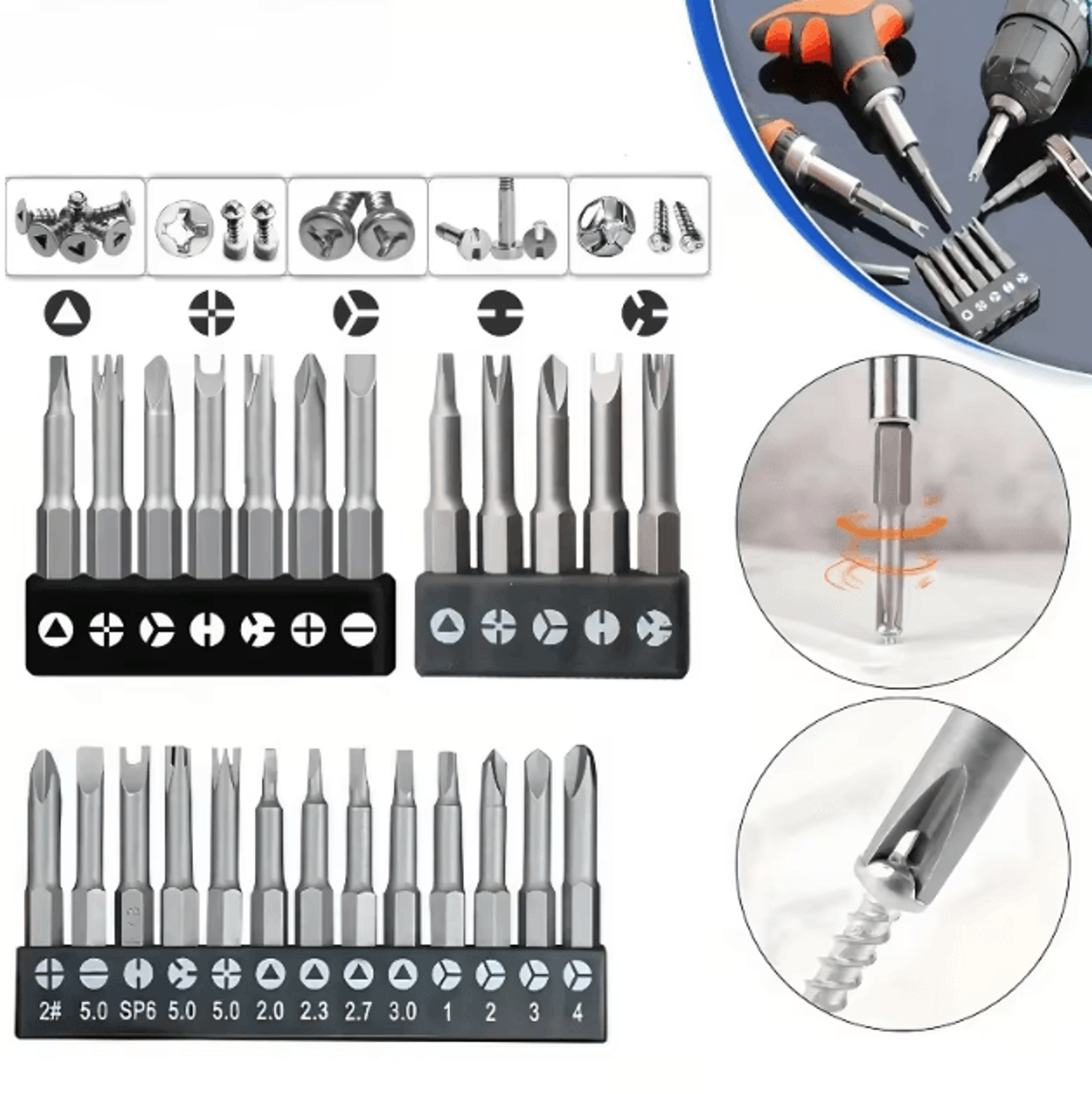 50mm specialty screwdriver bit set – multi-type y triangle 3-point precision tool kit