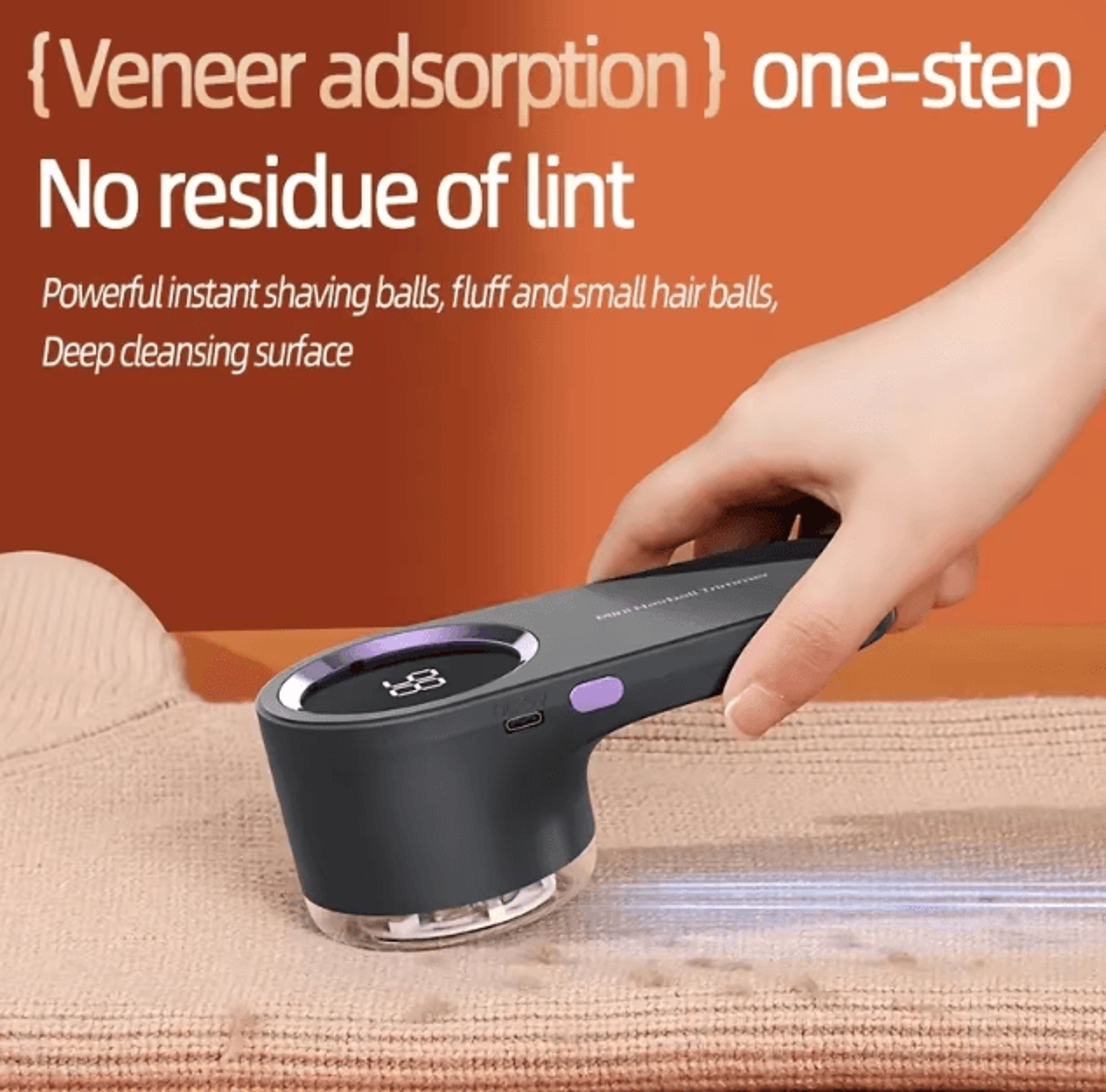 portable usb rechargeable fabric shaver – 3 mode digital display lint & hair removal tool