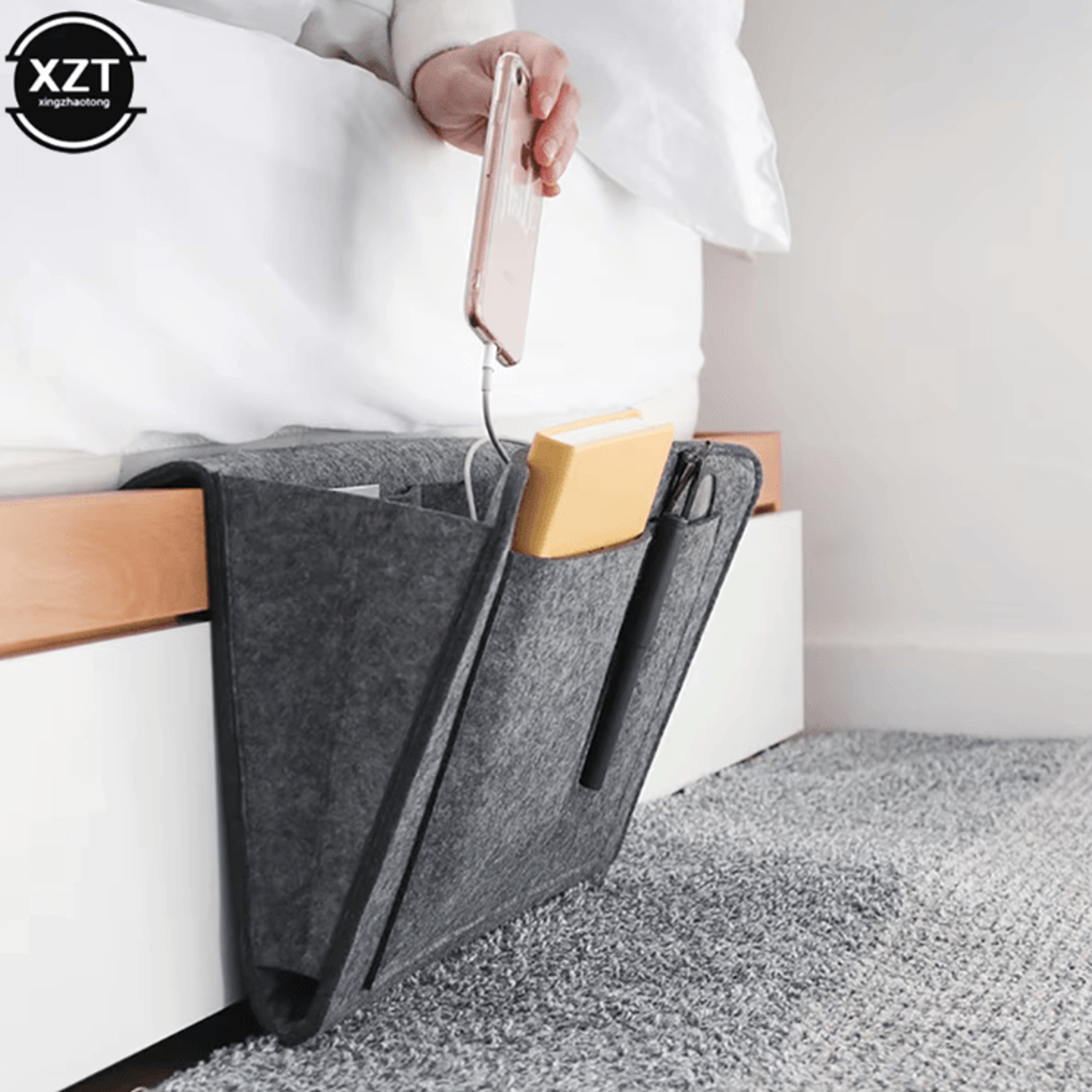1pc felt bedside storage organizer phone book magazine holder pockets hanging storage bag baby tissue box for bed sofa s