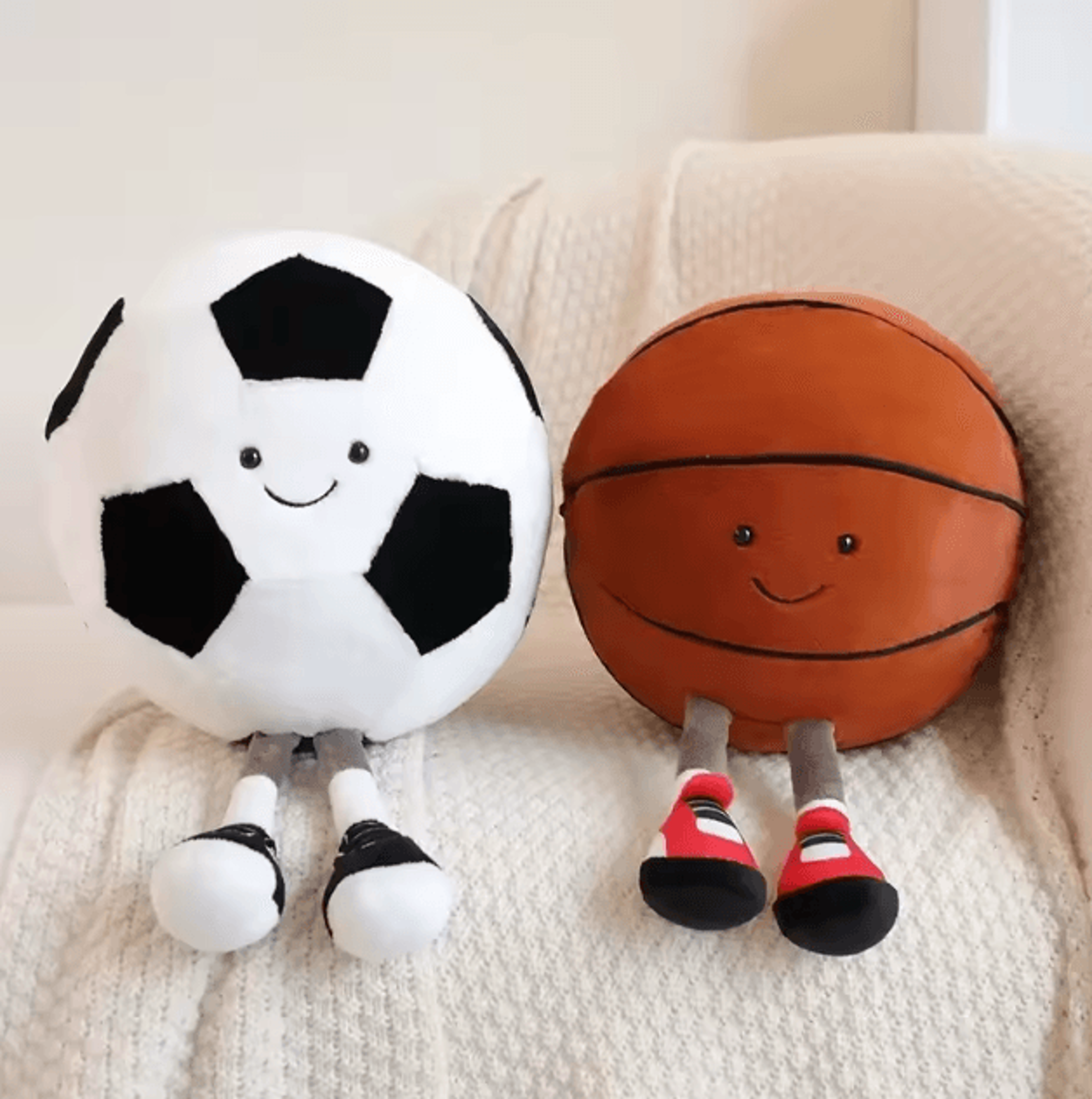 playpuff plush sports ball toy – soft football & soccer interactive pet toy