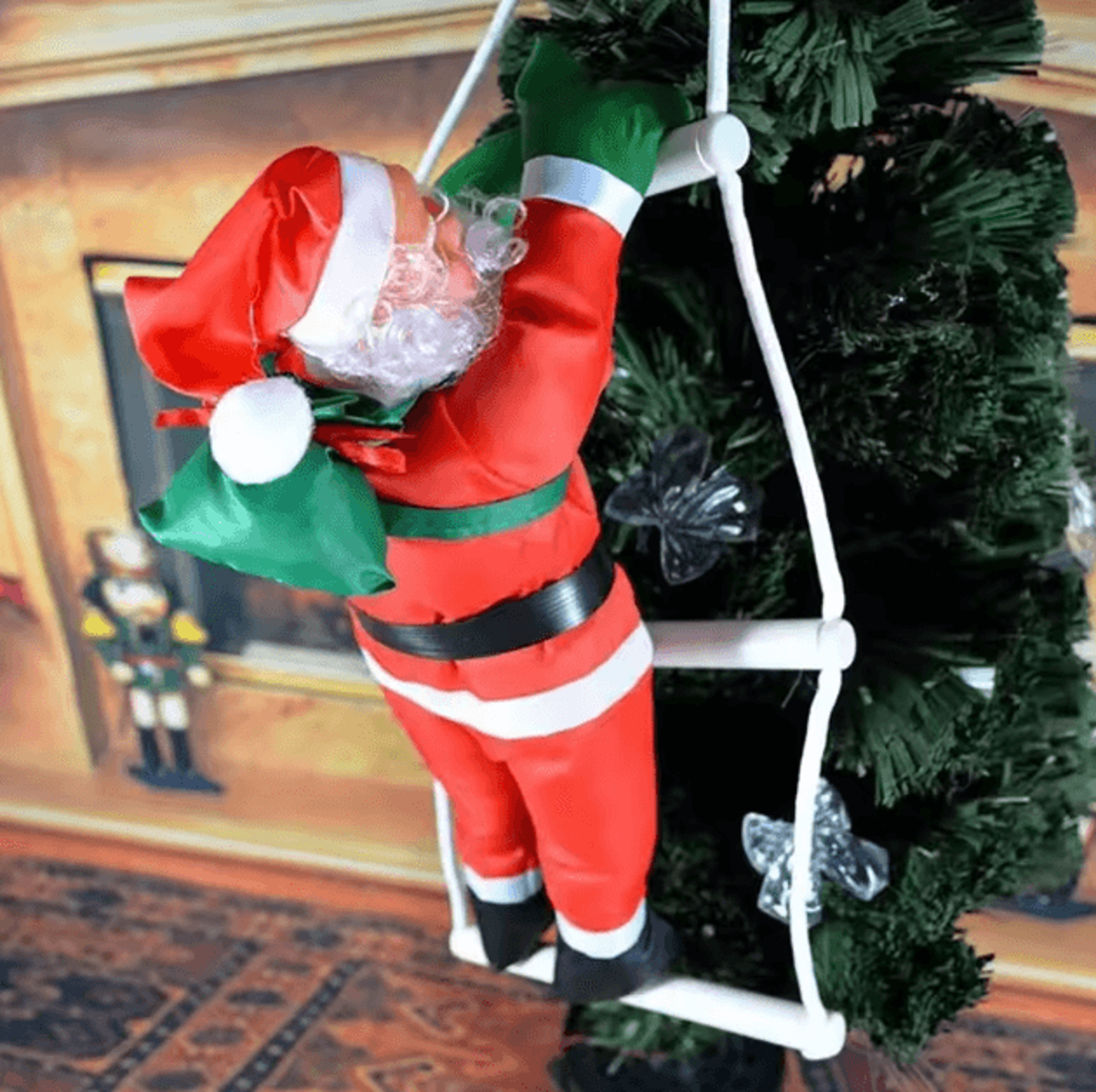 climbjoy santa ladder decoration – christmas hanging climbing santa doll
