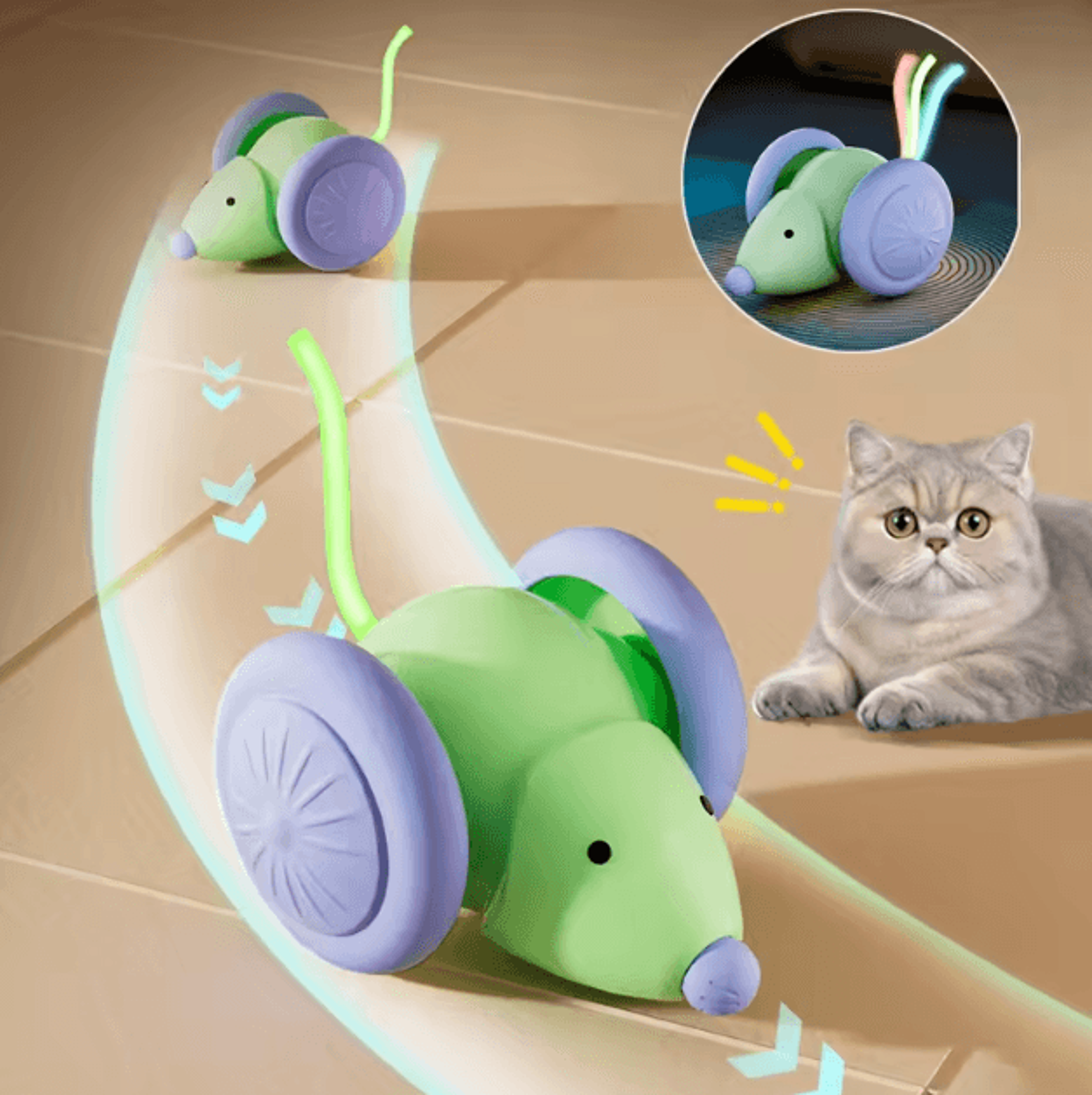smartchase electric mouse cat toy – rechargeable interactive teaser car