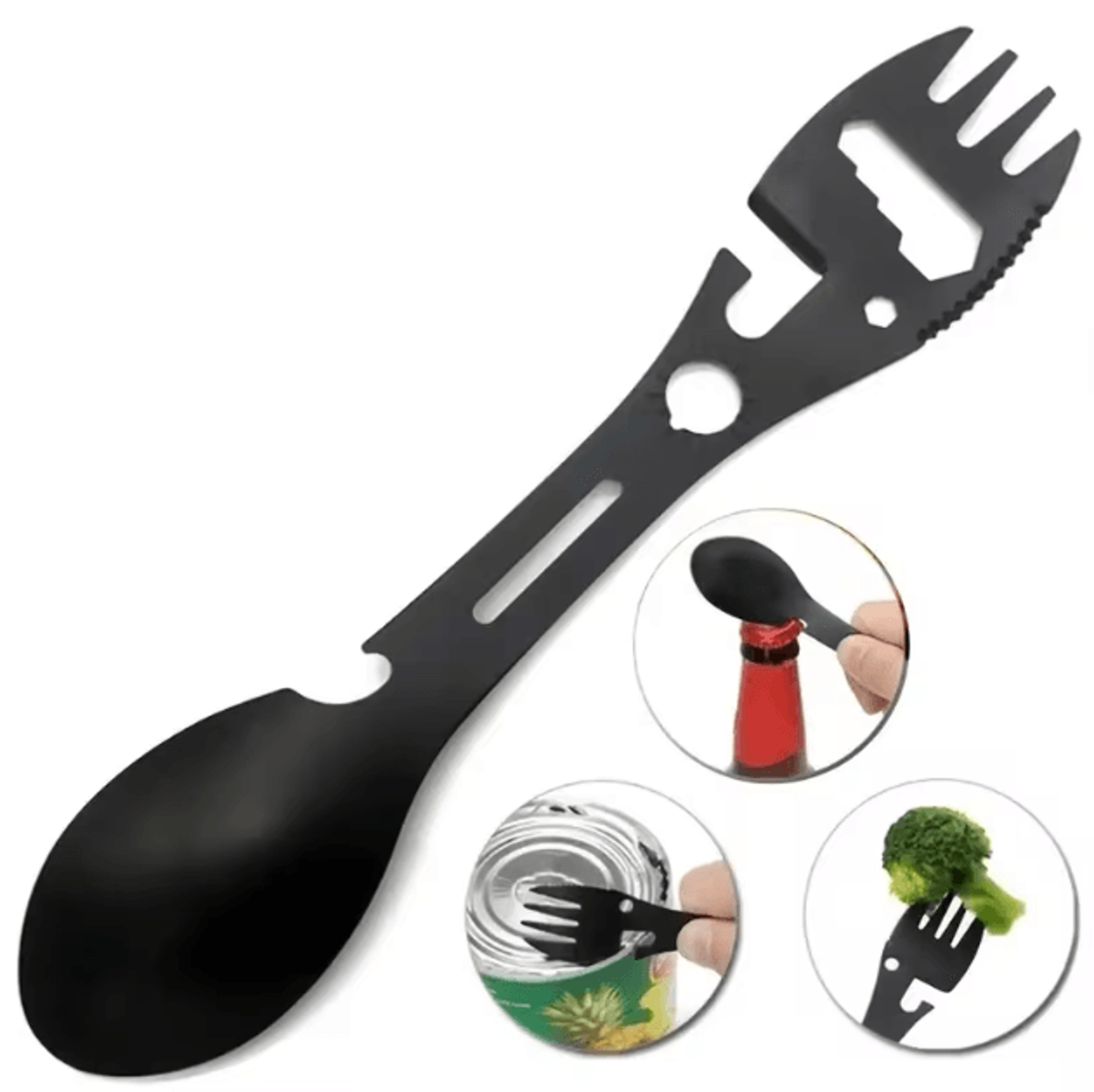 4-in-1 outdoor camping fork spoon bottle opener multi-tool lightweight survival utensil