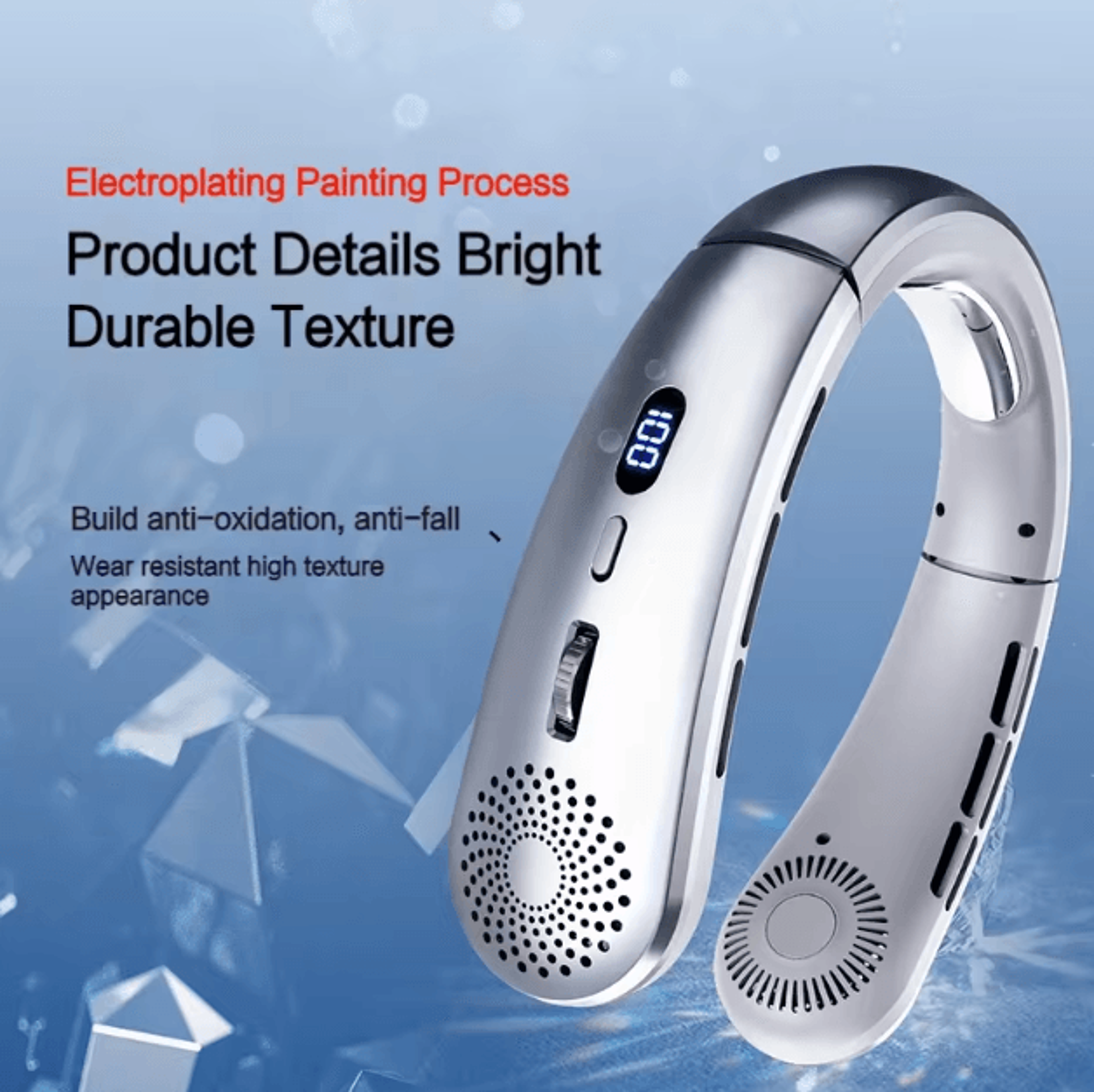 lightweight 5-speed bladeless neck fan usb rechargeable hands-free cooling fan