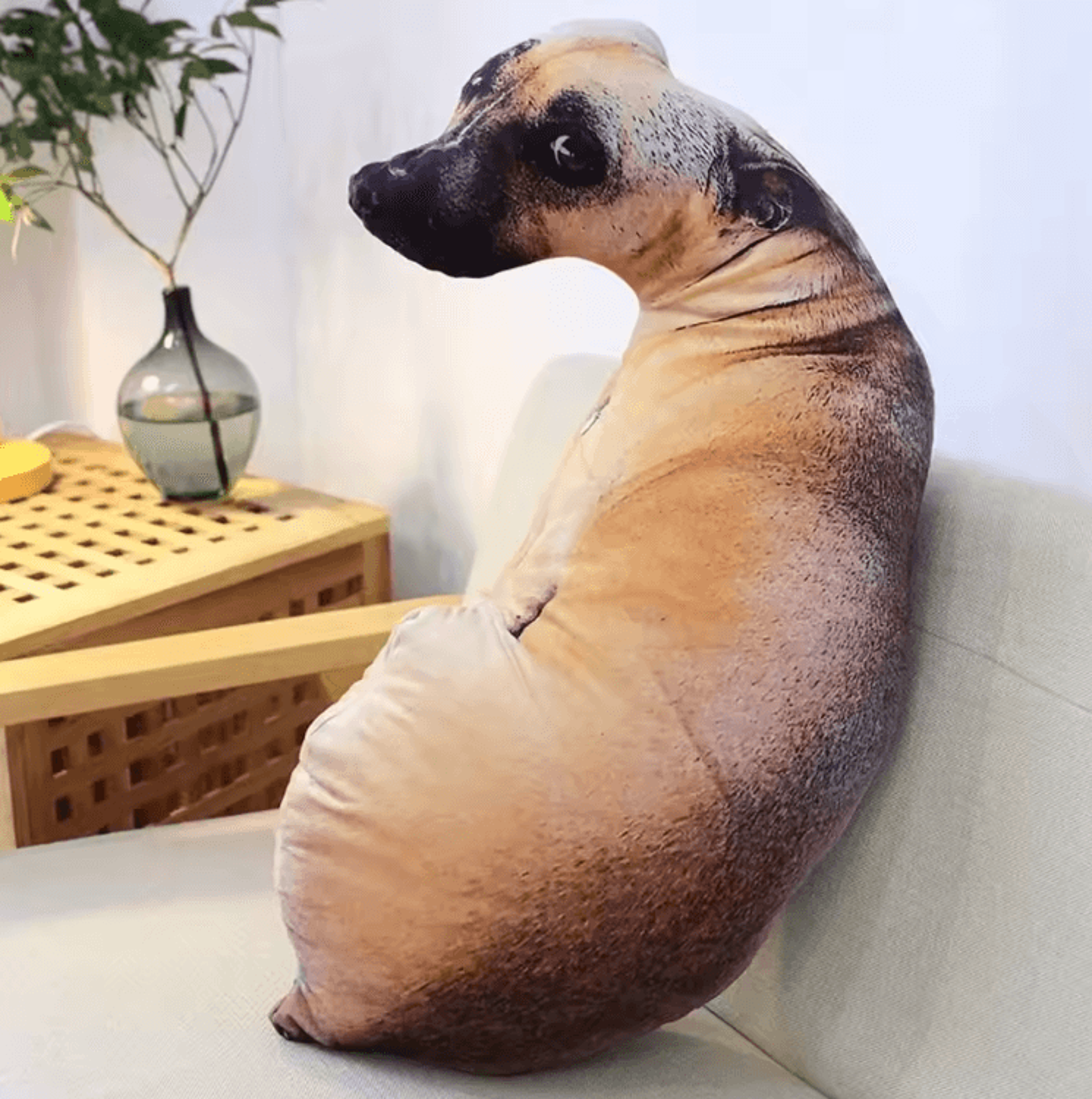 lifelike 3d dog head throw pillow for fun home decor & cozy comfort