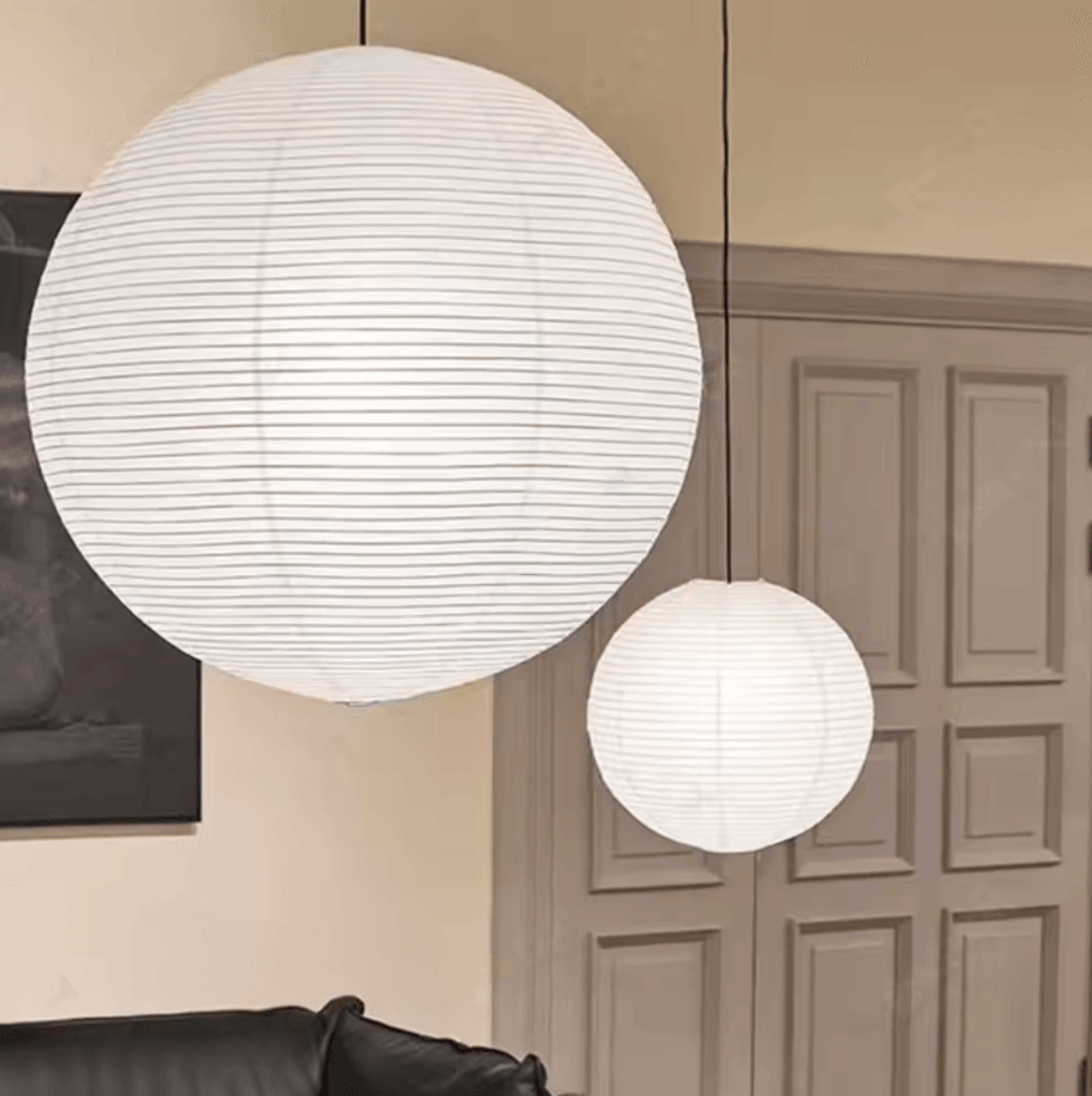 classic round hanging paper lampshade for soft, elegant ambient lighting