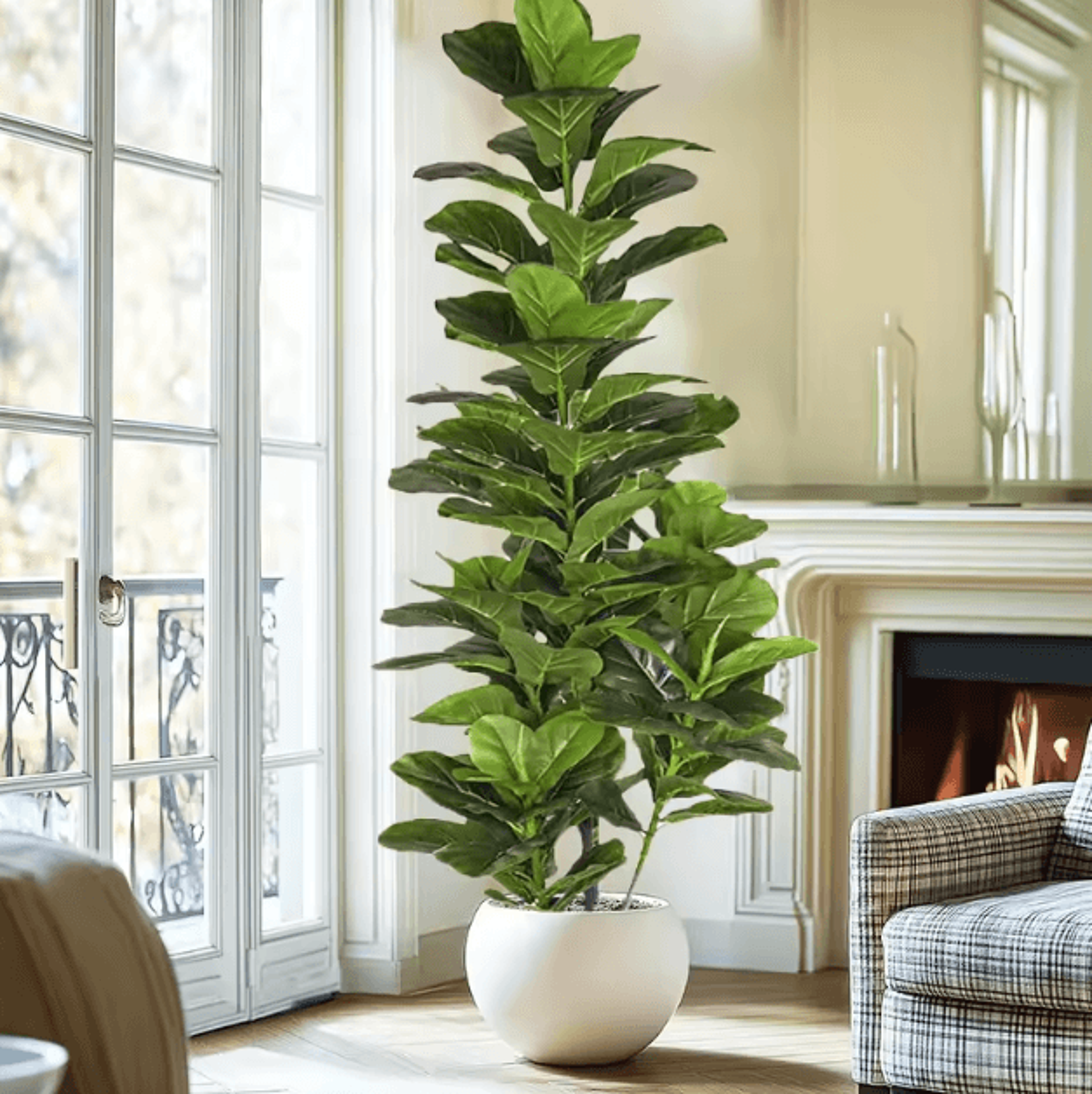 150cm artificial fiddle leaf fig tree with pot – realistic faux indoor plant for home & office decor