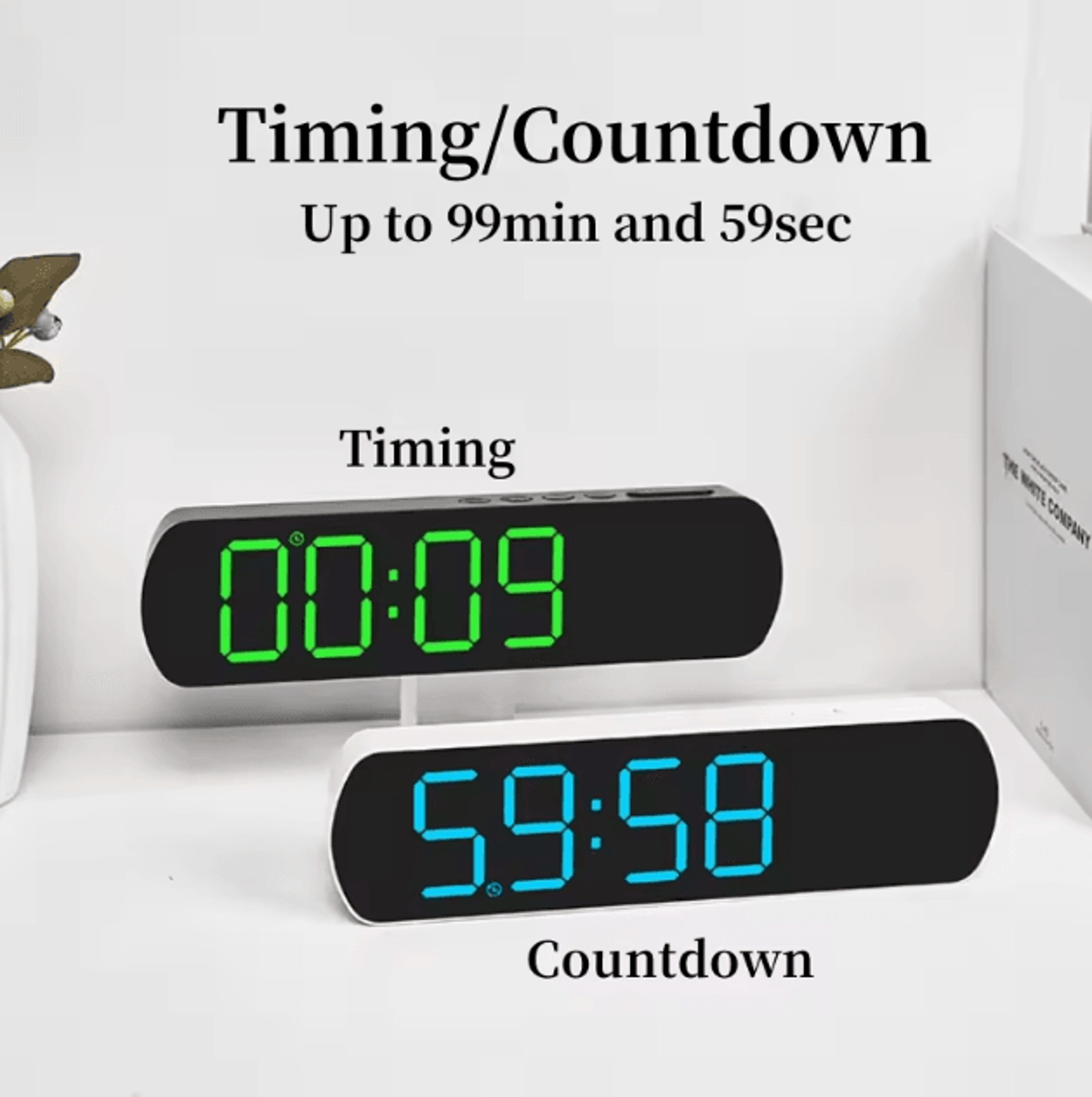smart led digital alarm clock with temperature, humidity & auto dimming display
