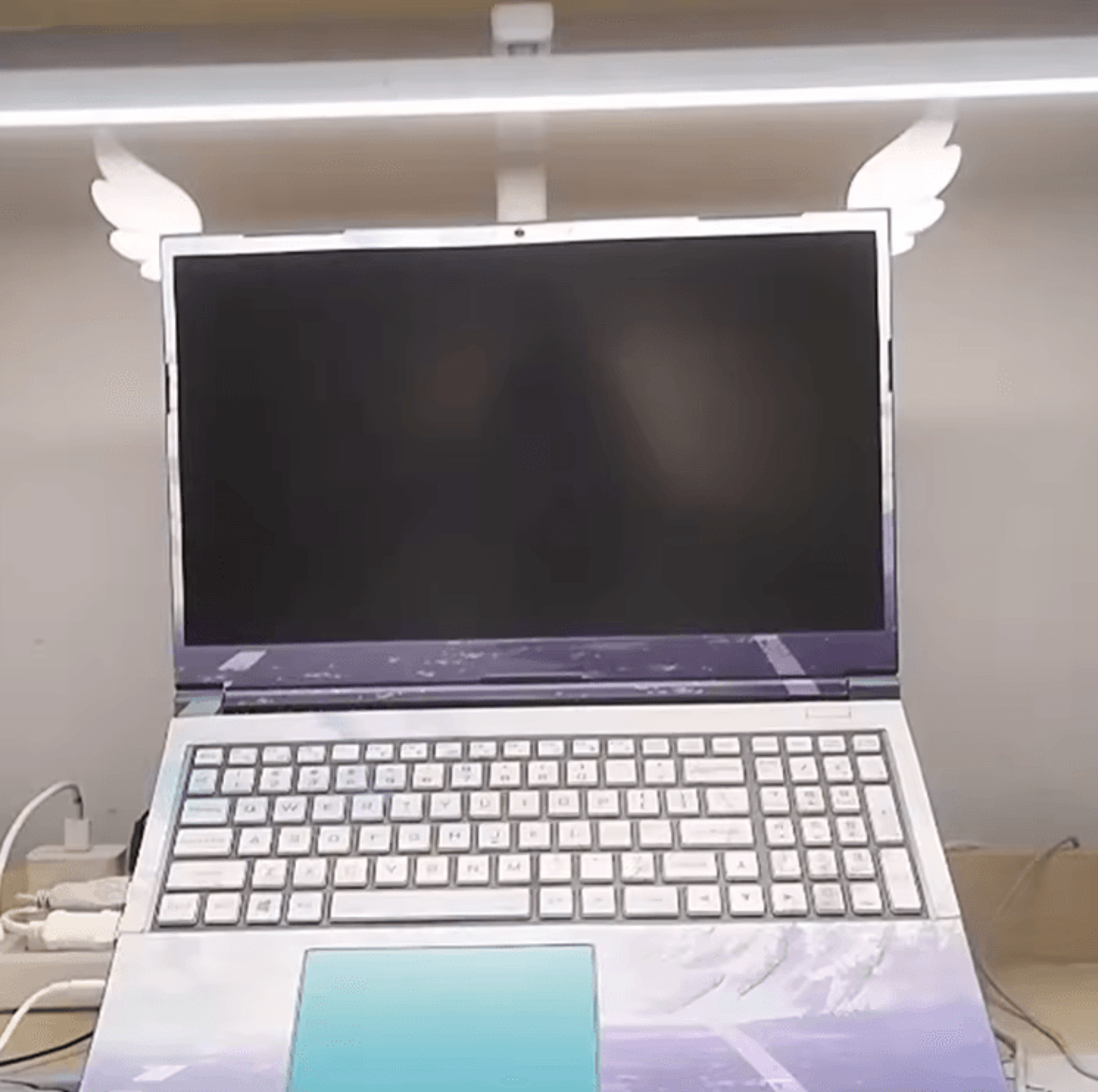 3d printed pink wing monitor decor – cute aesthetic gaming desk ornament