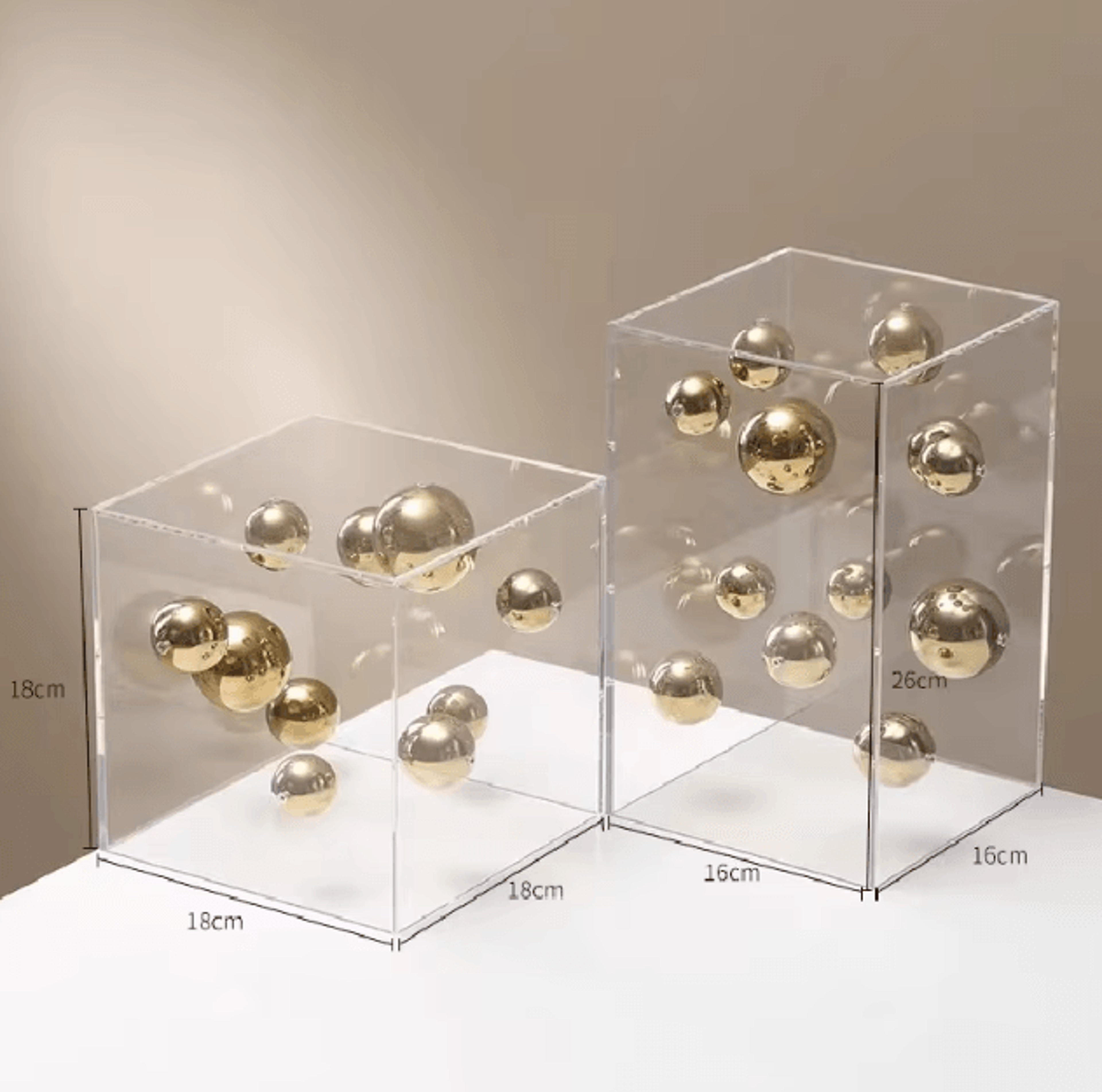 modern clear acrylic square sphere decor – minimalist home accent ornament