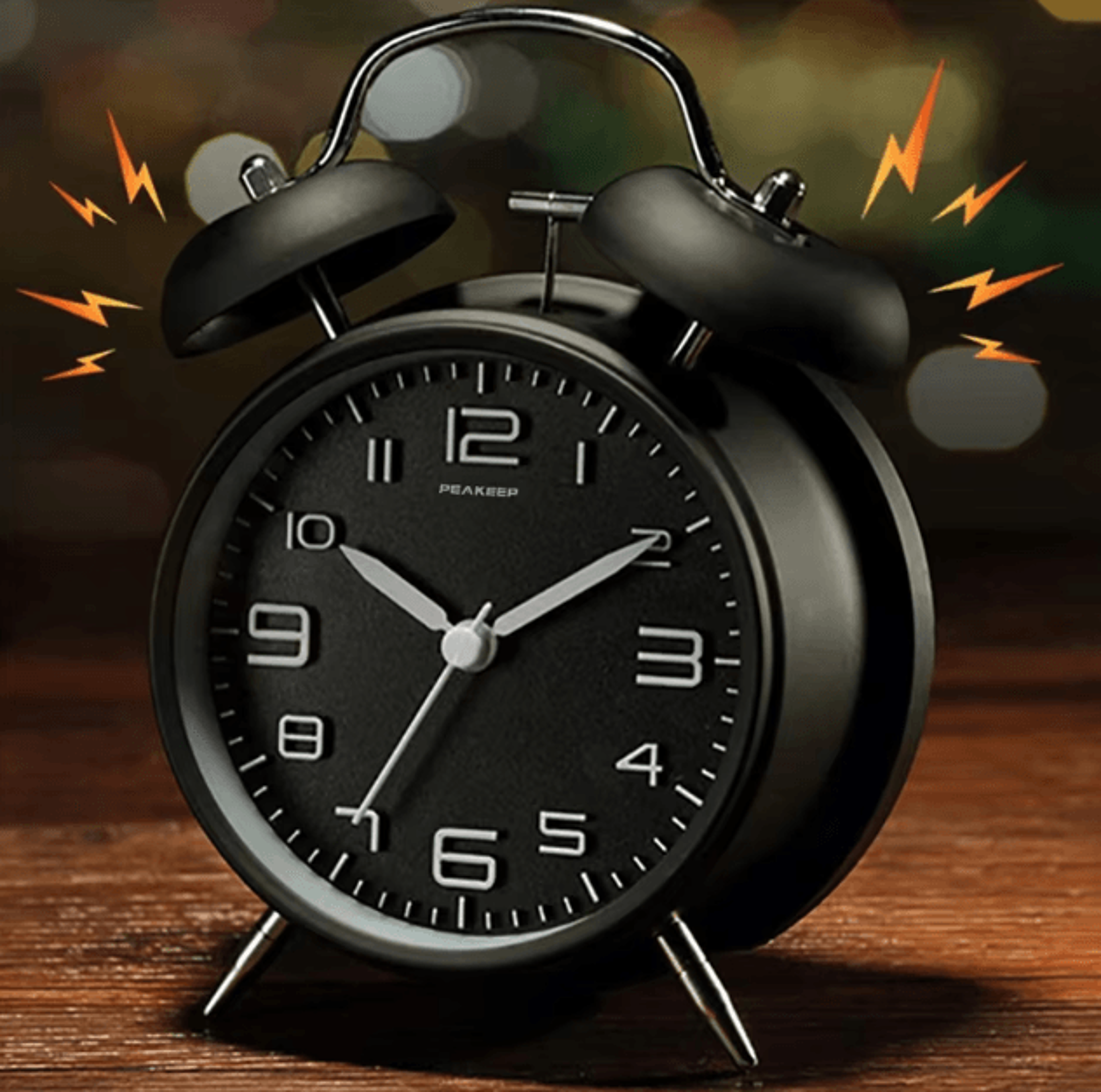 4-inch twin bell loud alarm clock – retro metal desk clock with backlight