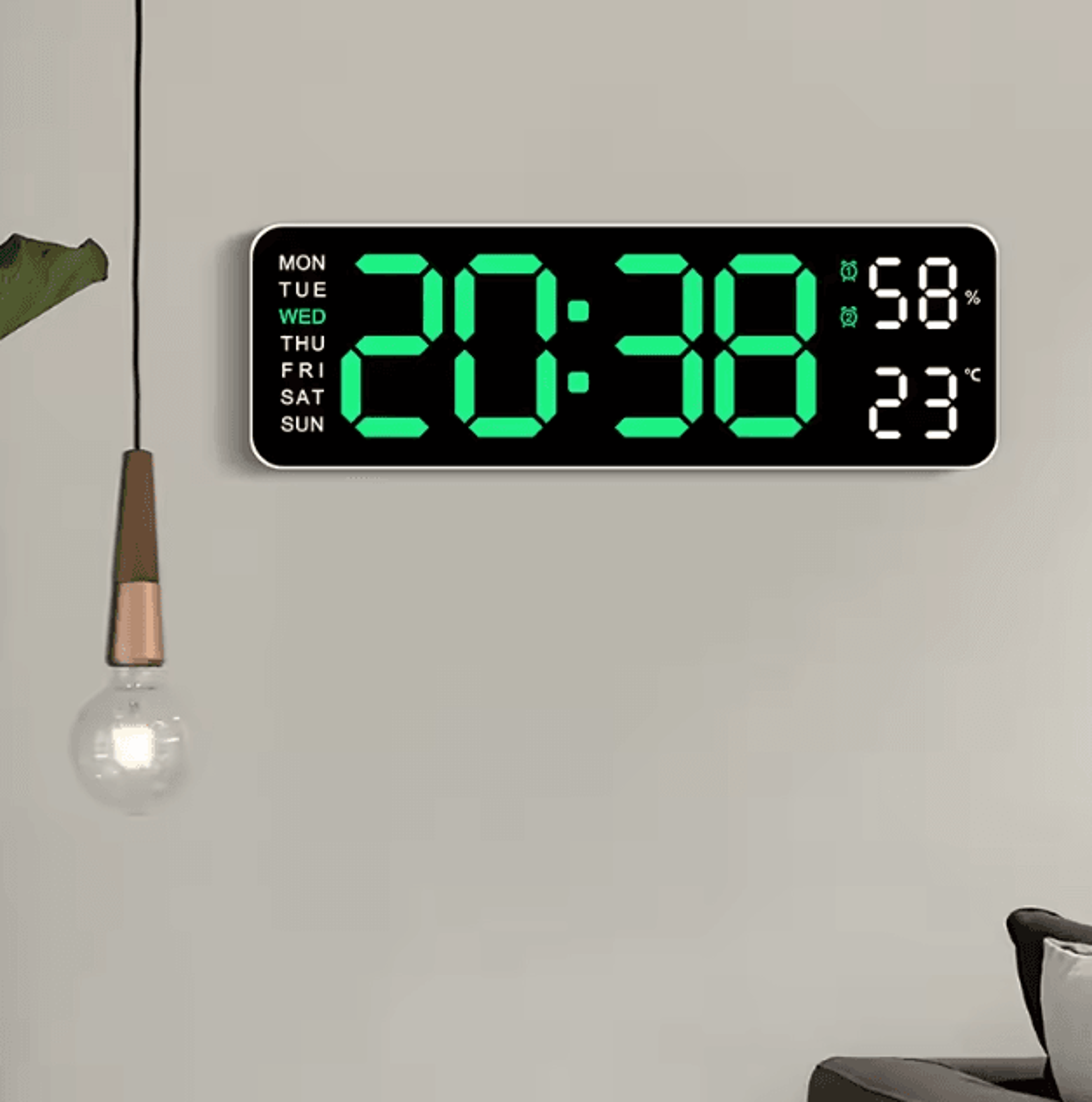10-inch smart led digital wall clock – minimalist calendar & temperature display