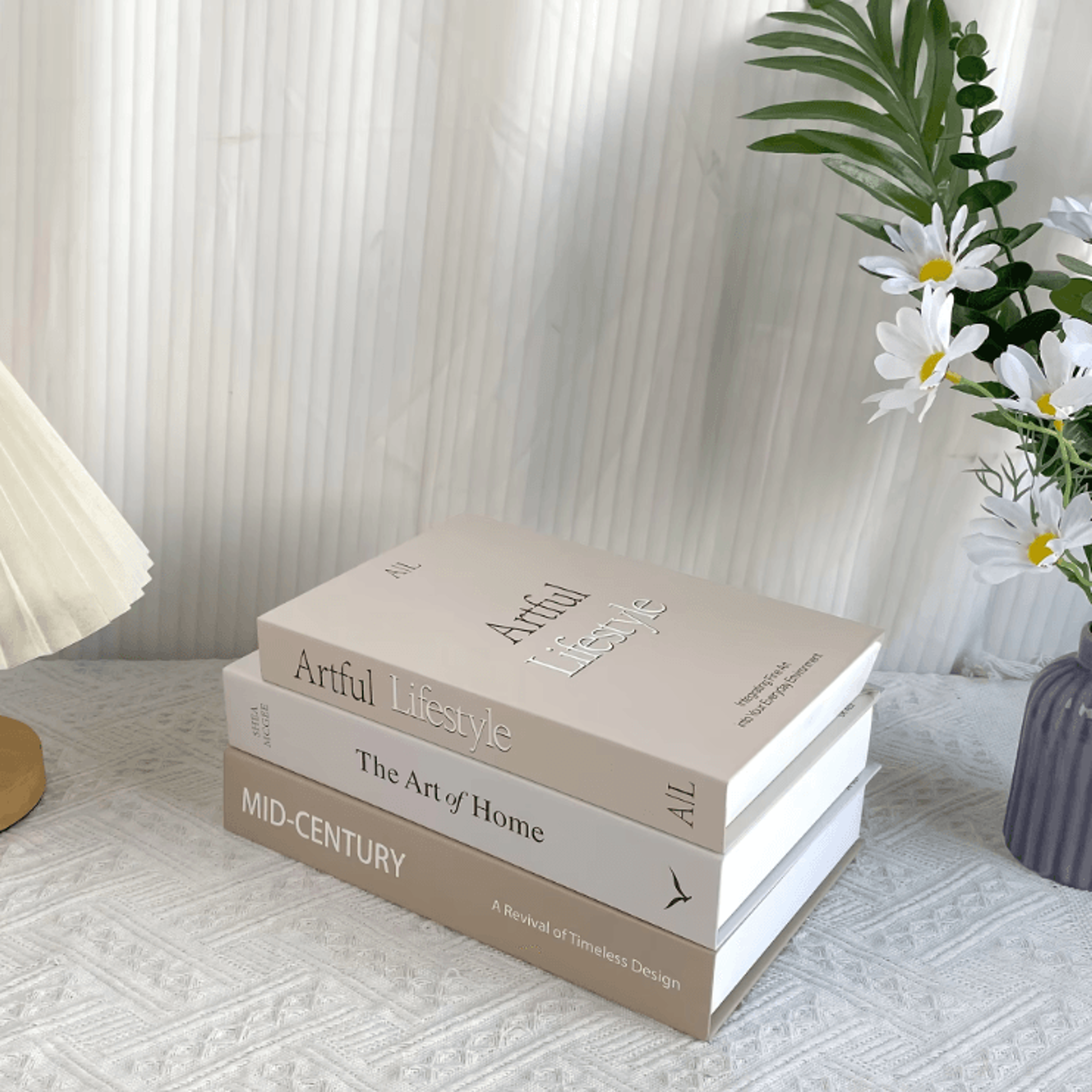 3 pieces of home decoration paper fake books, exquisite simulation books, brown, white and beige home desktop decoration