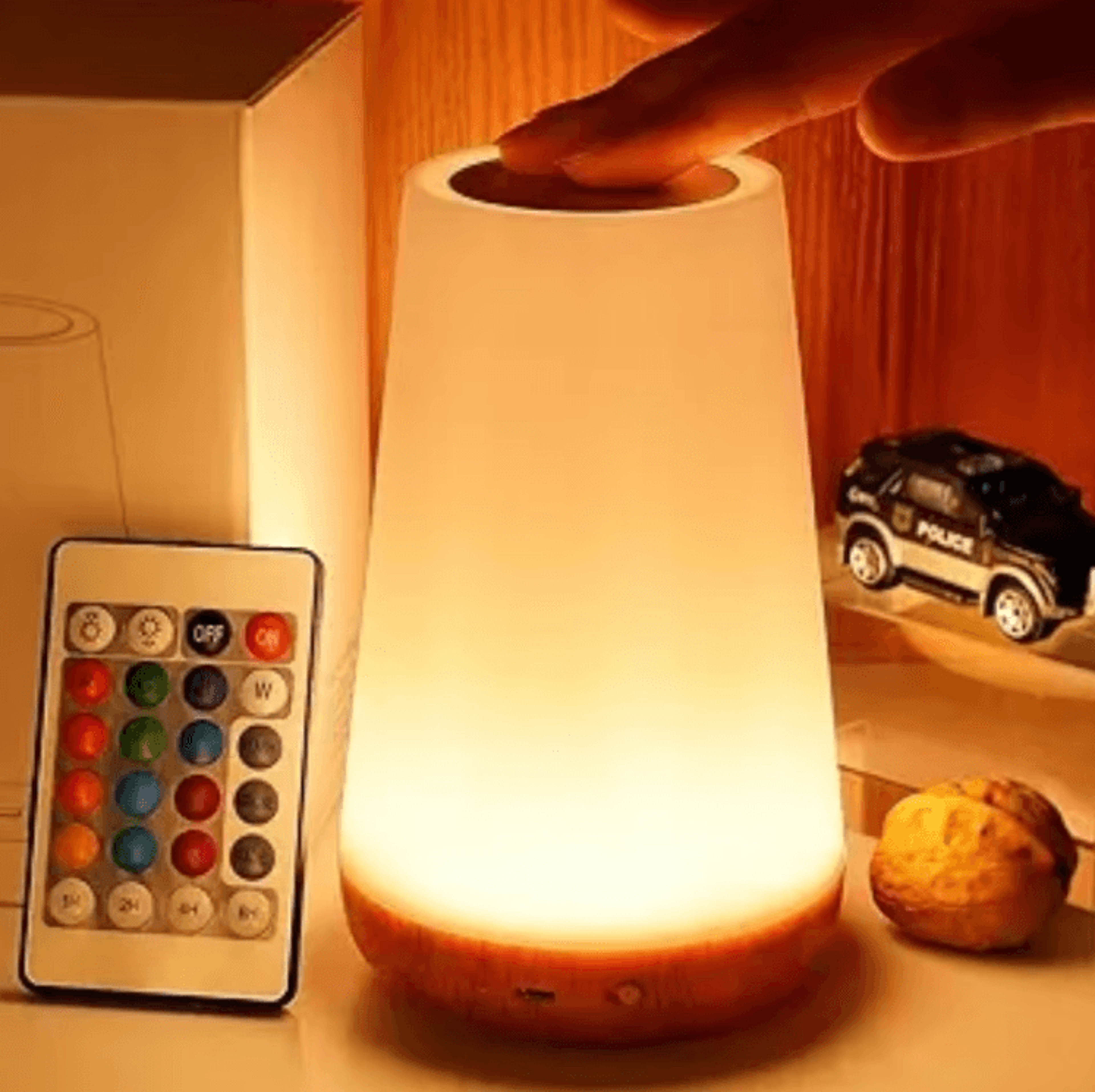 usb rechargeable rgb touch lamp – dimmable bedside night light with 13 colors