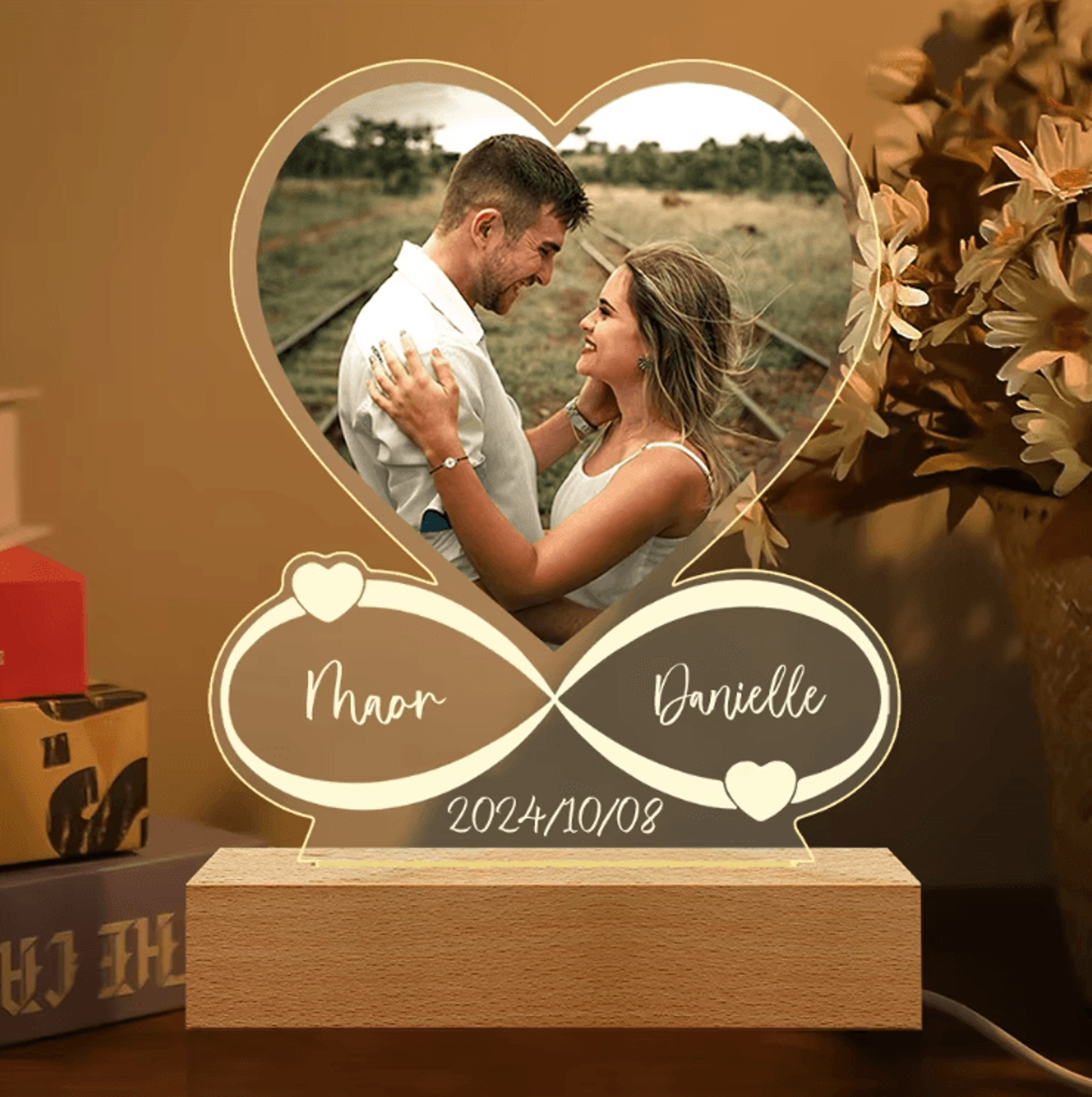 personalized acrylic photo love frame custom couple plaque for anniversary & valentines gift