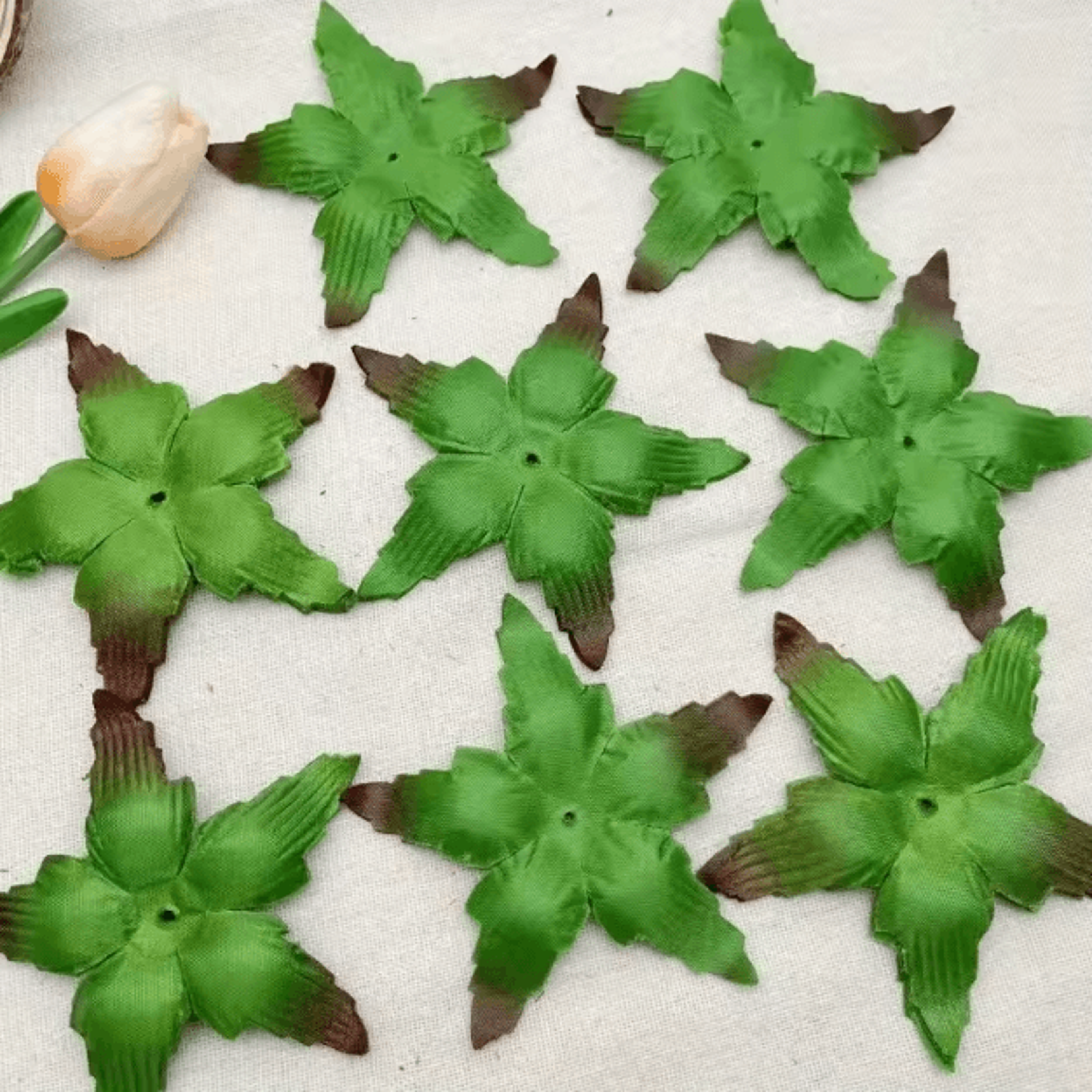 artificial rose leaf stems realistic green leaves for diy bouquet & decoration (50–100pcs set)