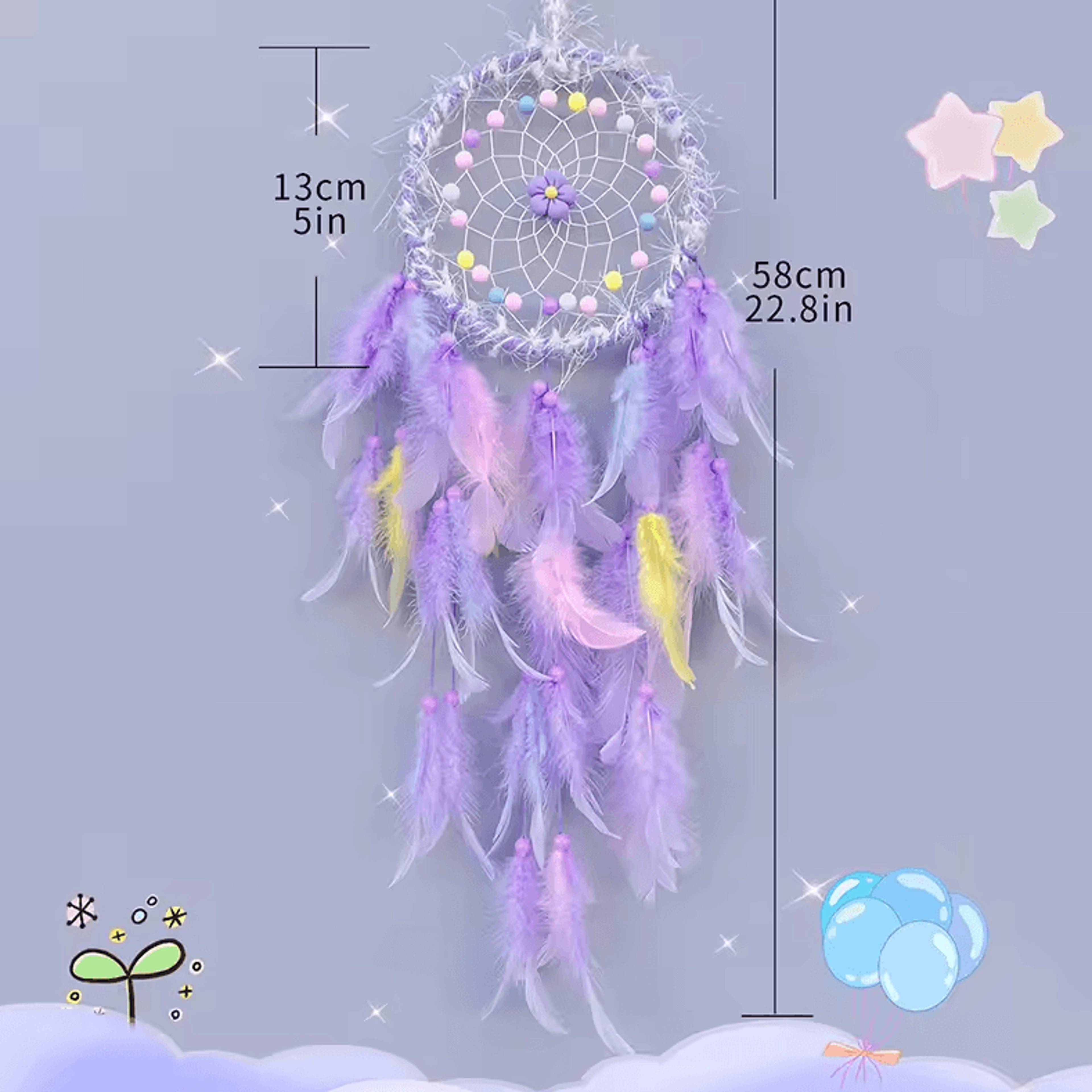 boho dream catcher wind chime – handmade feather hanging decor for home & car