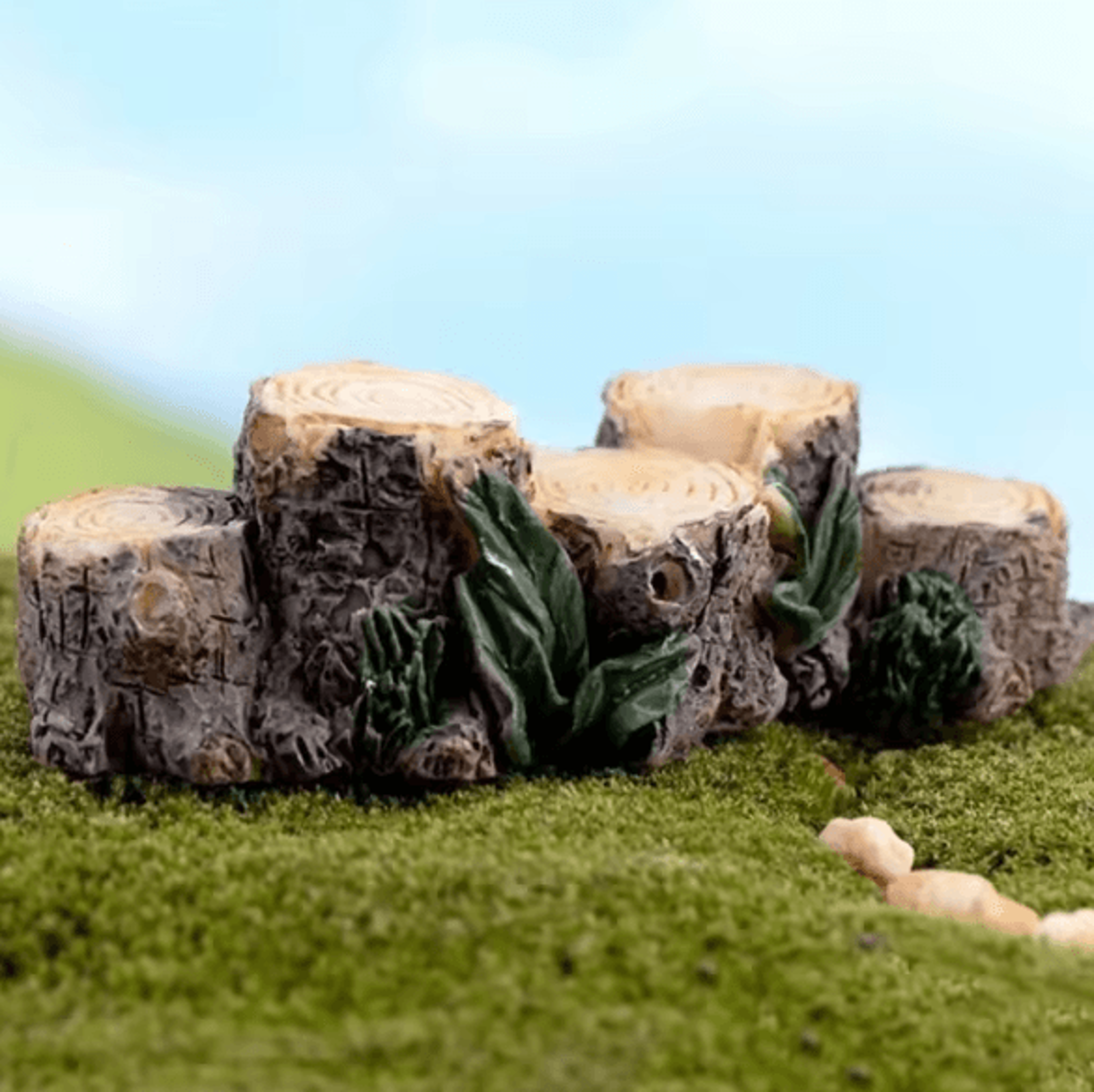 mini fairy garden bridge – resin tree stump style dollhouse & terrarium decor