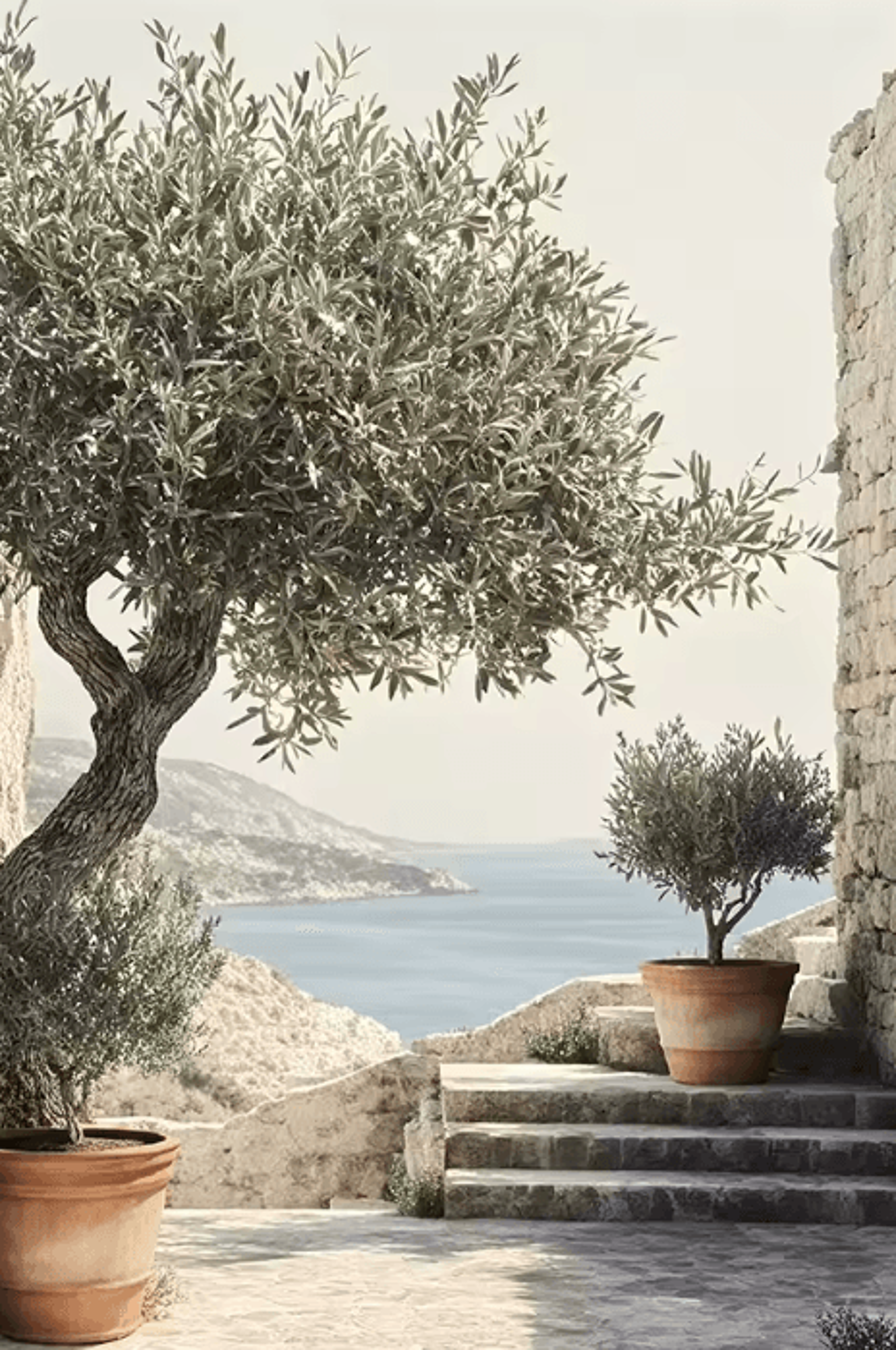 retro olive tree & lemon canvas poster – vintage botanical kitchen & home wall art