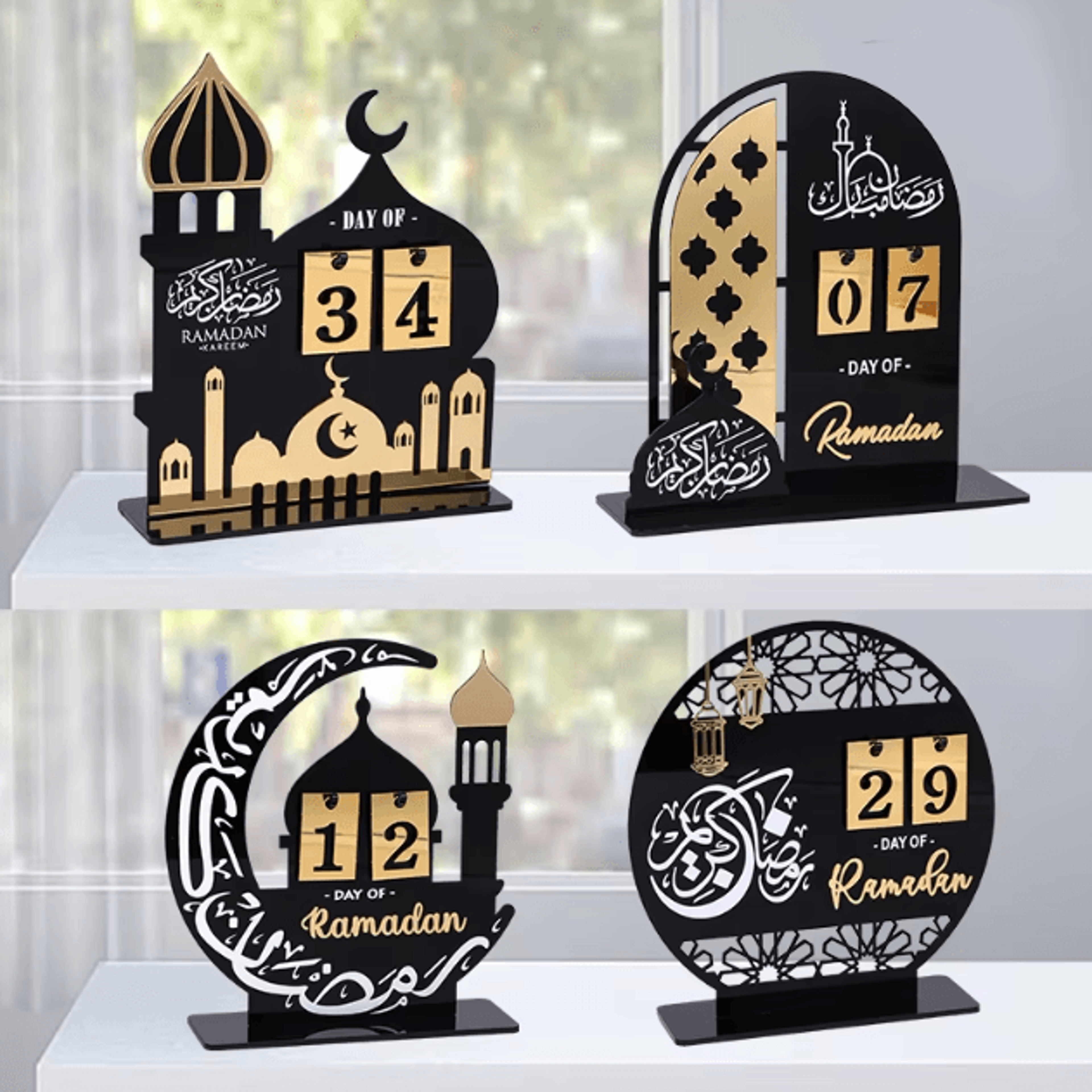 black & gold ramadan countdown calendar acrylic eid mubarak decor with replaceable numbers