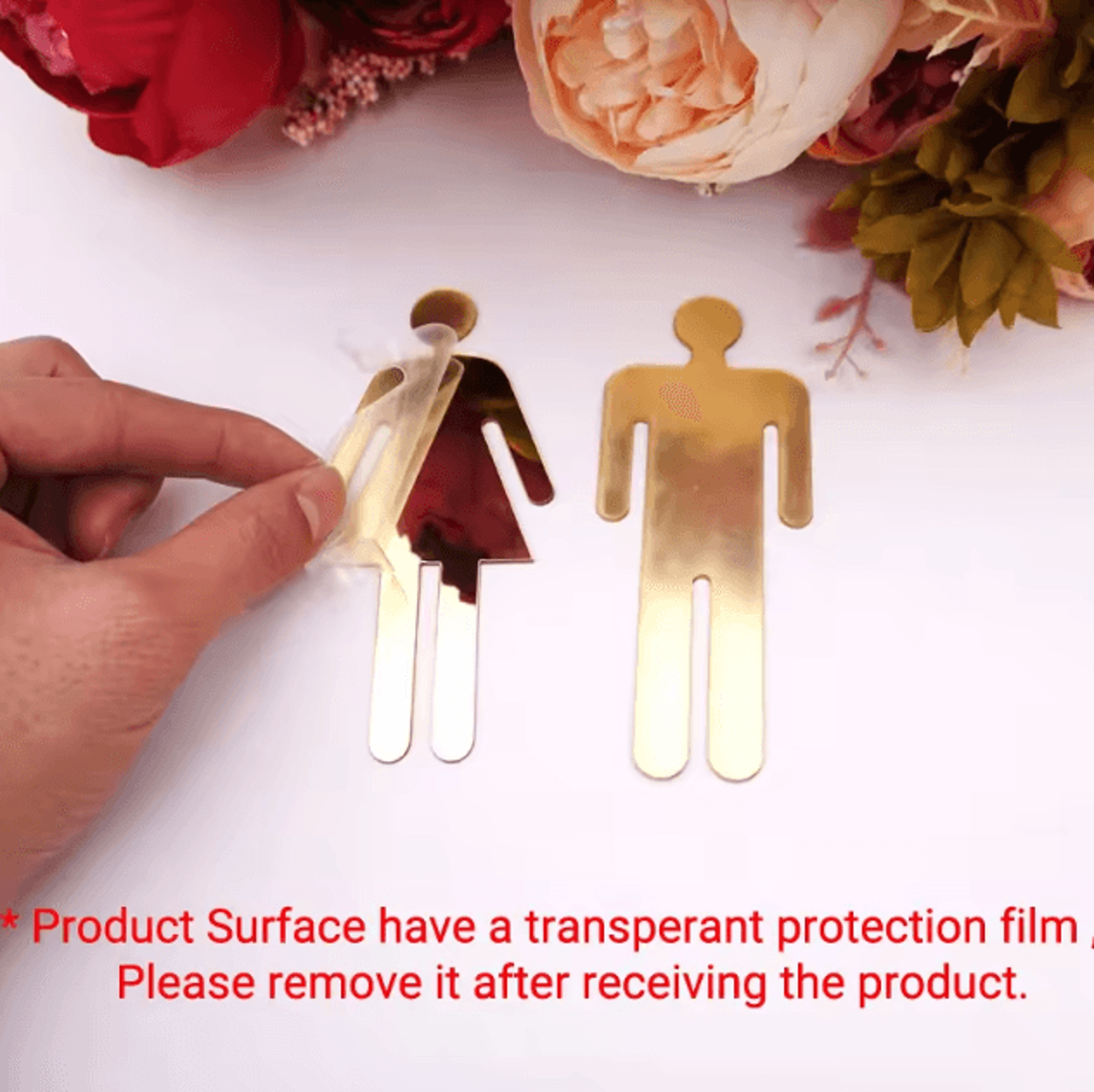 modern acrylic bathroom sign stickers mirror finish toilet door sign set (men & women)