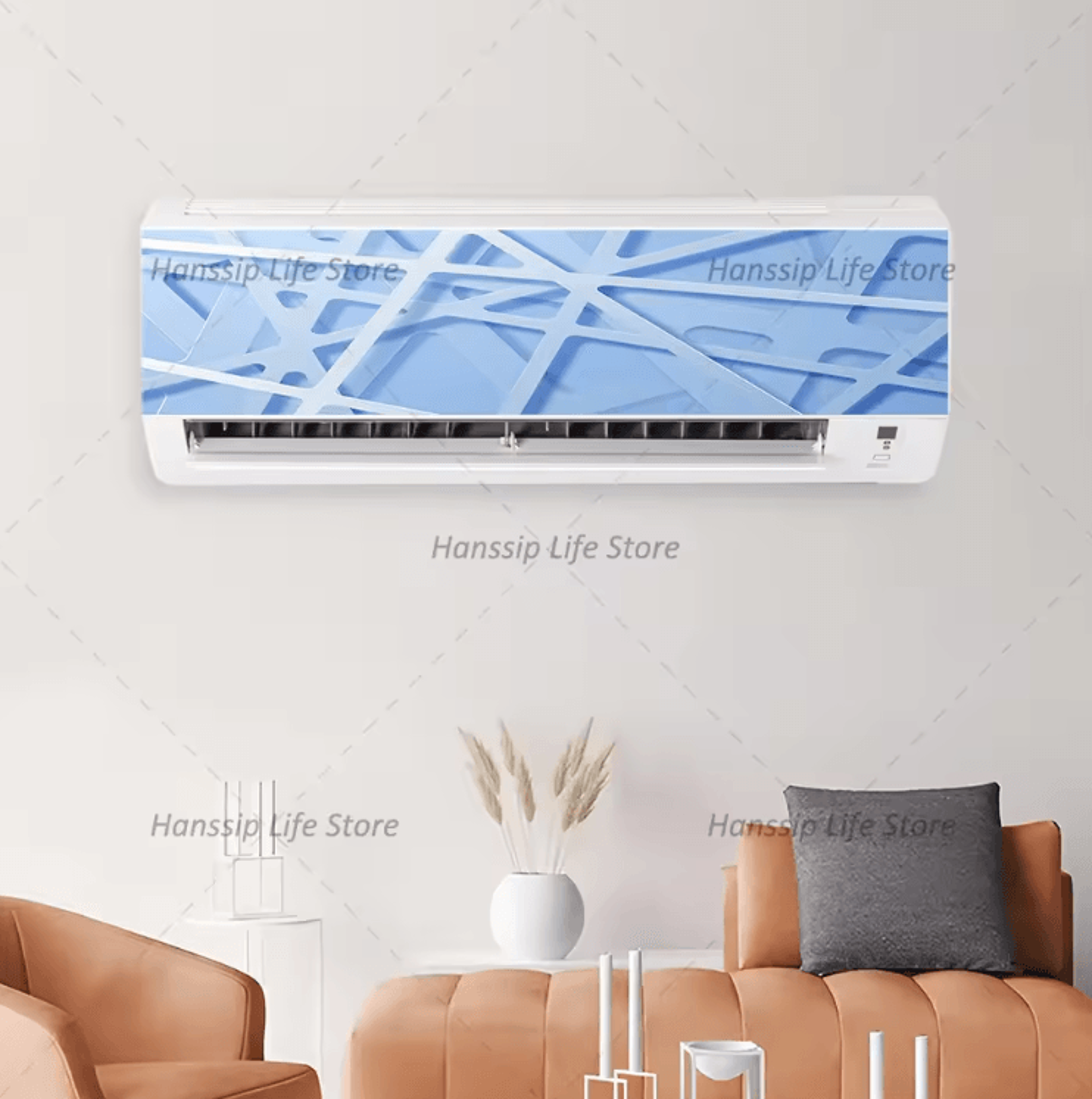 3d geometric air conditioner sticker modern ac panel wall decal abstract home decor