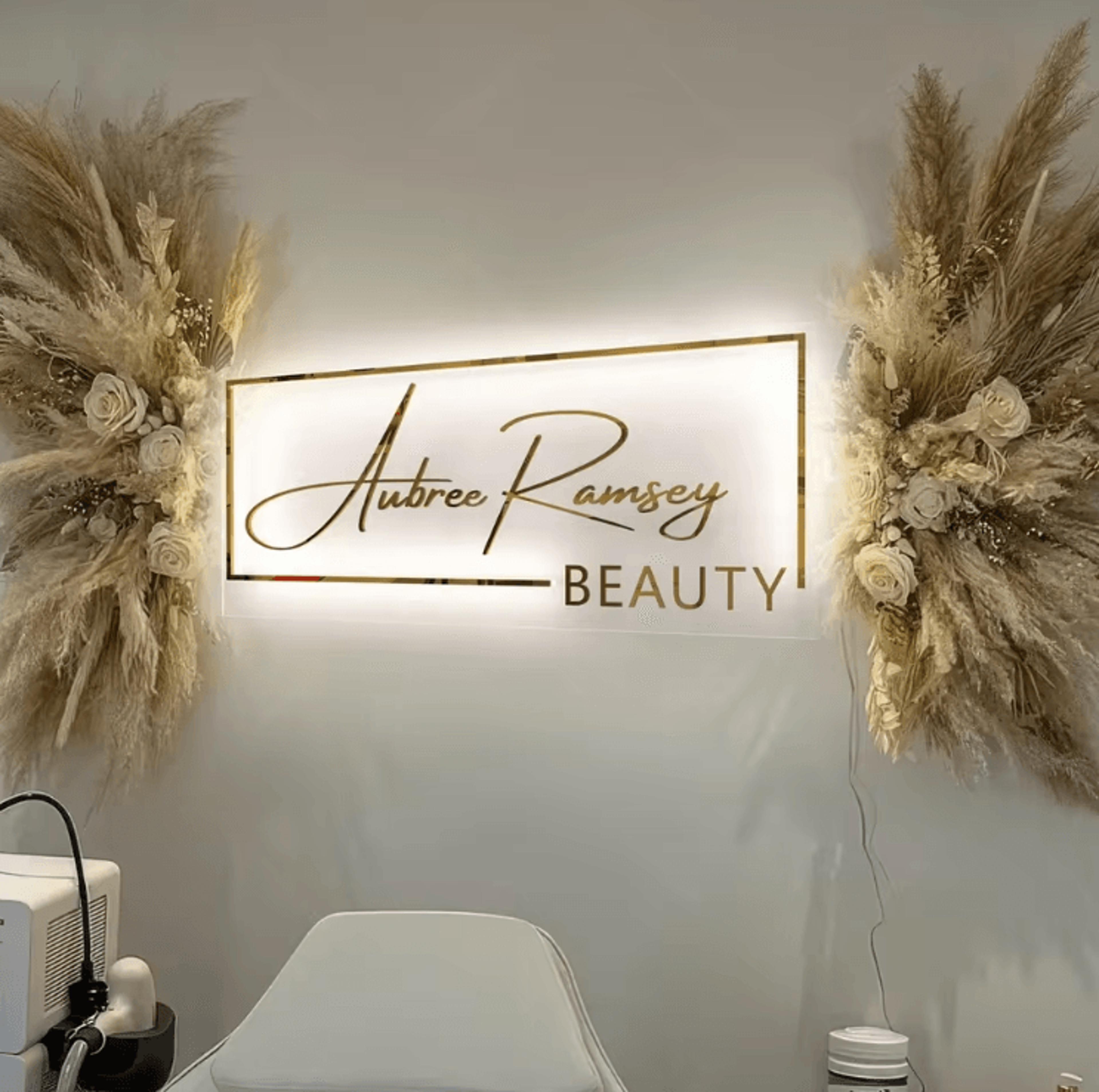 custom led acrylic logo sign – backlit business signage for salon, beauty & store branding