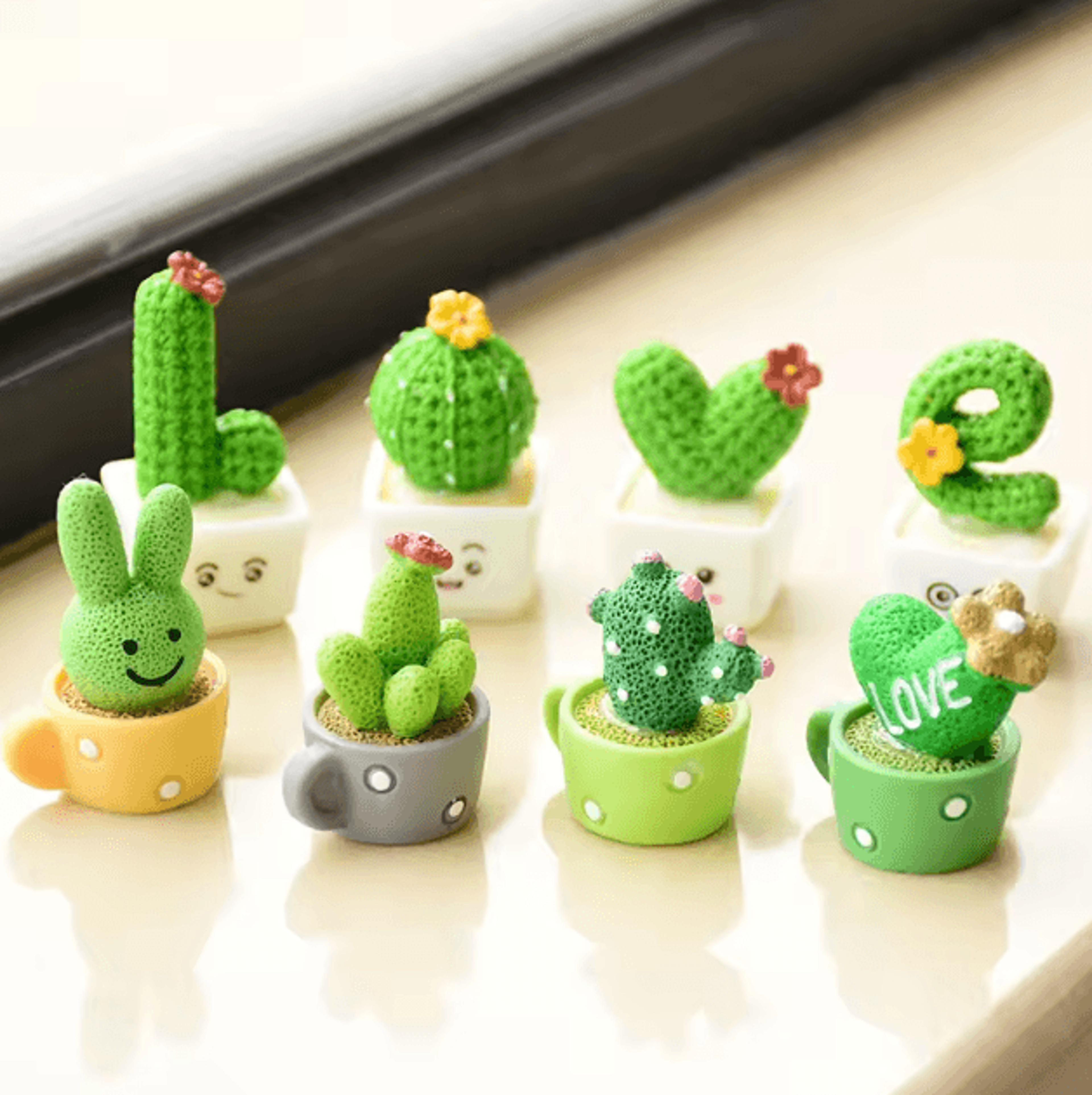 mini resin succulent cactus set – cute desk, car & home decor bonsai (4pcs)
