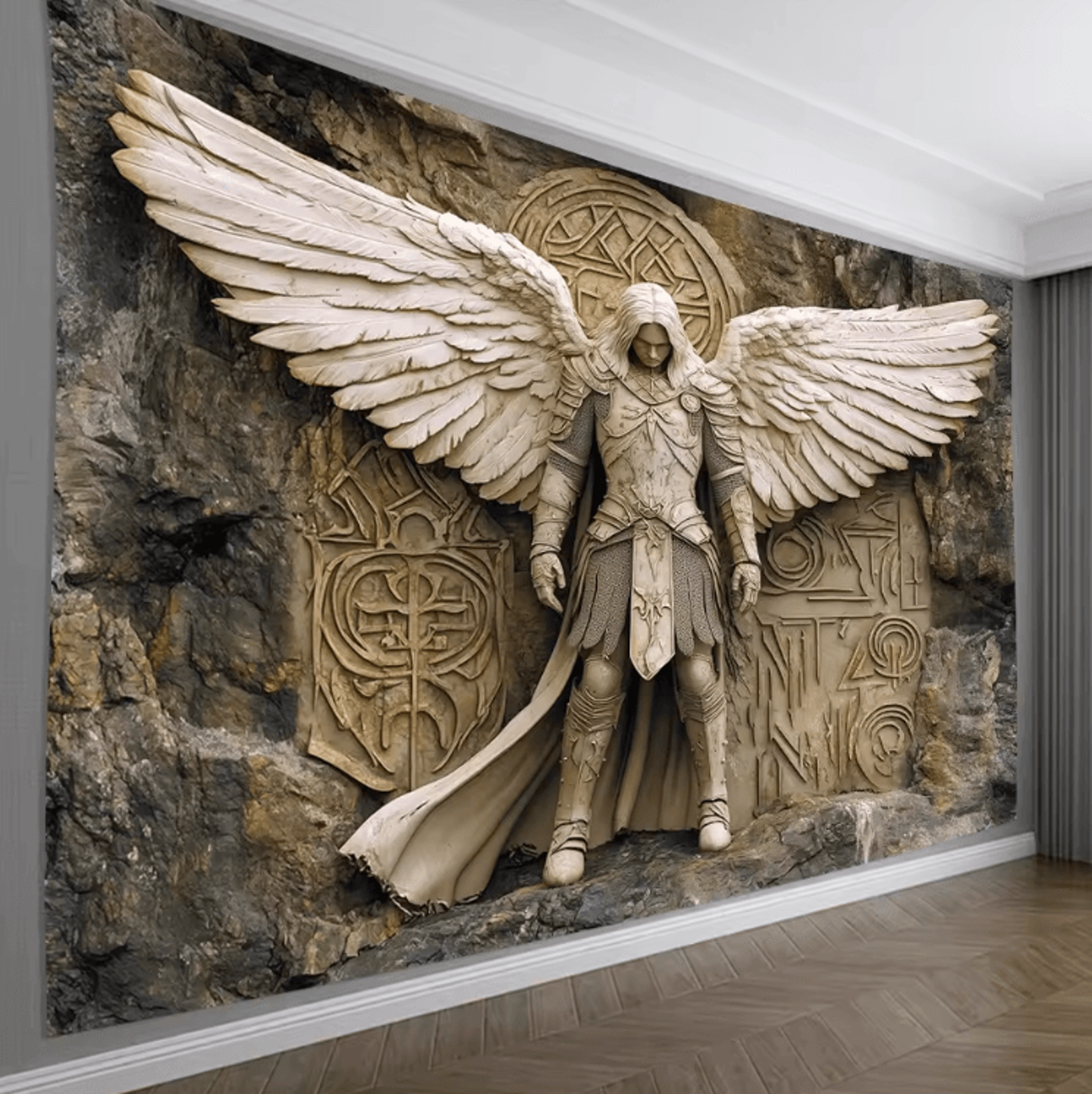 3d angel wall tapestry – glam polyester hanging decor for living room & bedroom