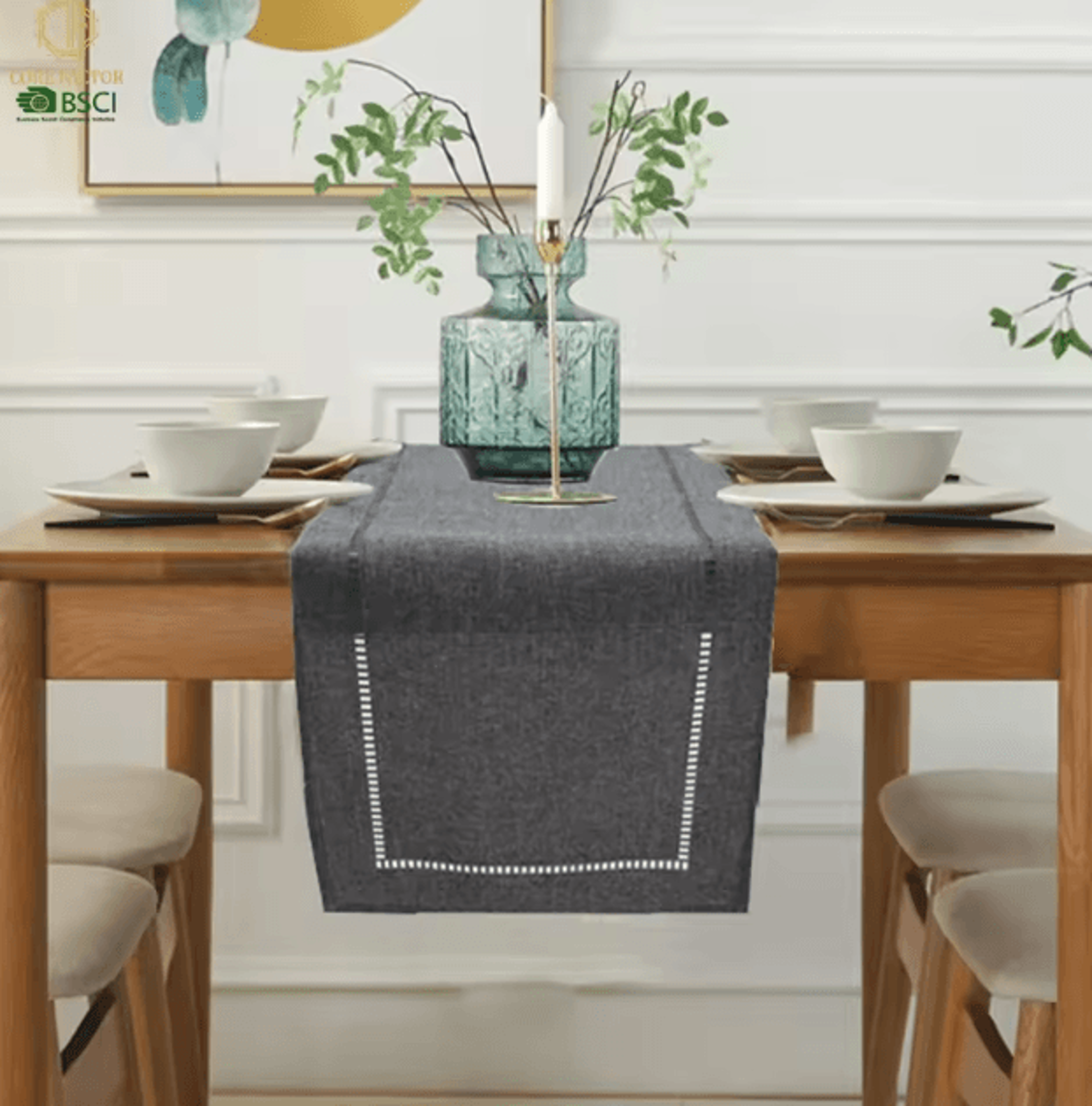 classic linen table runner – rustic farmhouse dining table decor